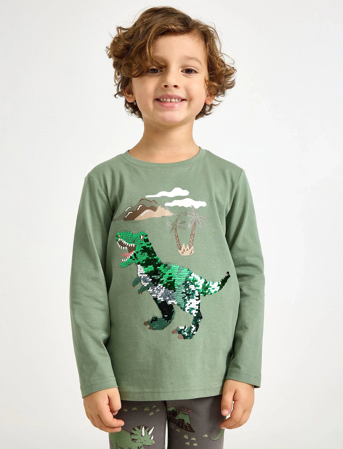 Top LS Dino Flip Sequin - LIGHT KHAKI