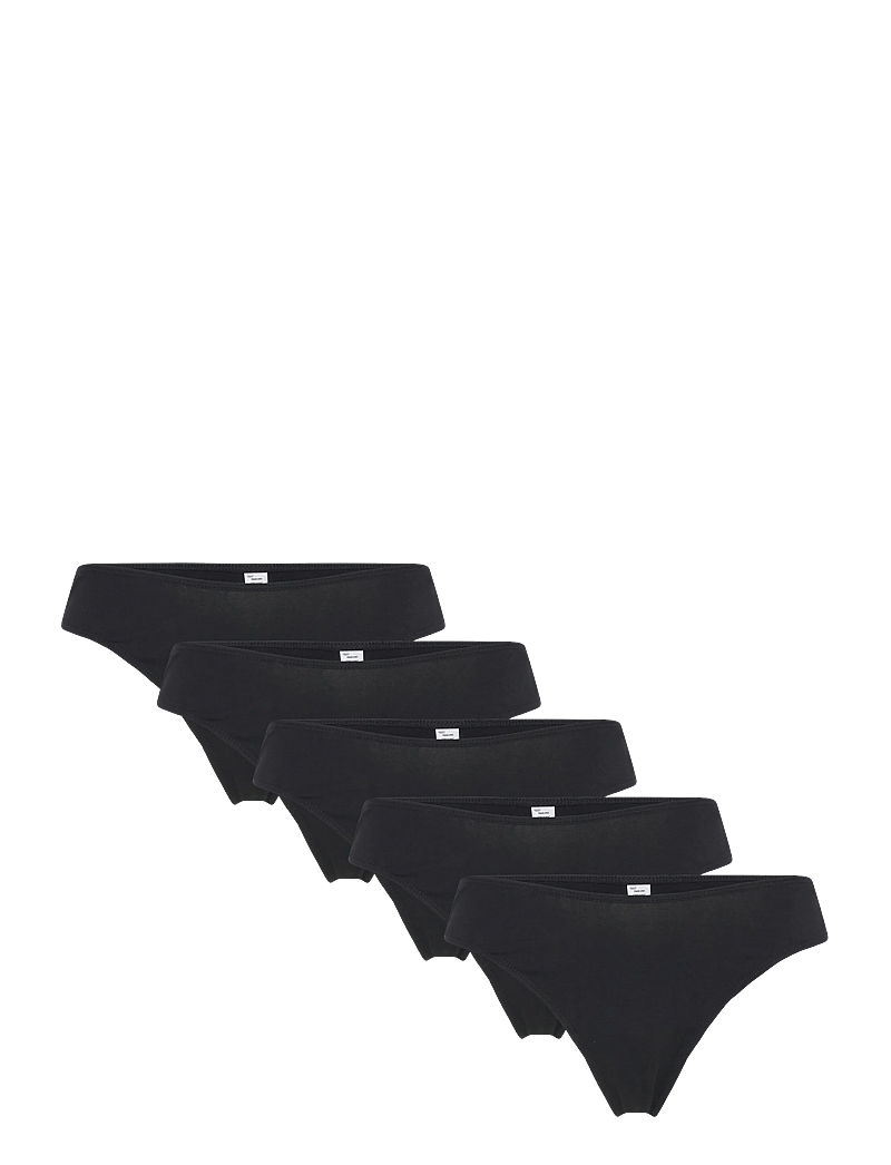 Lindex - Brief Thong Cotton Nellie 5 pa - stringid - black - 0