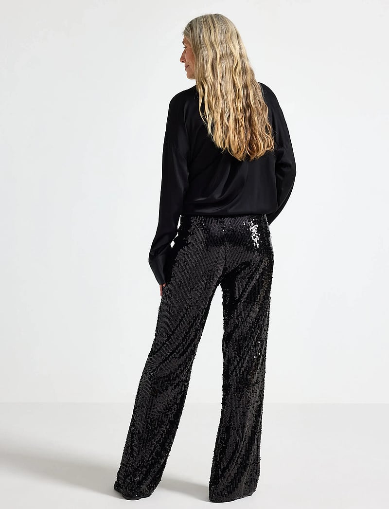 Lindex - Trouser sequin - straight leg hosen - black - 3