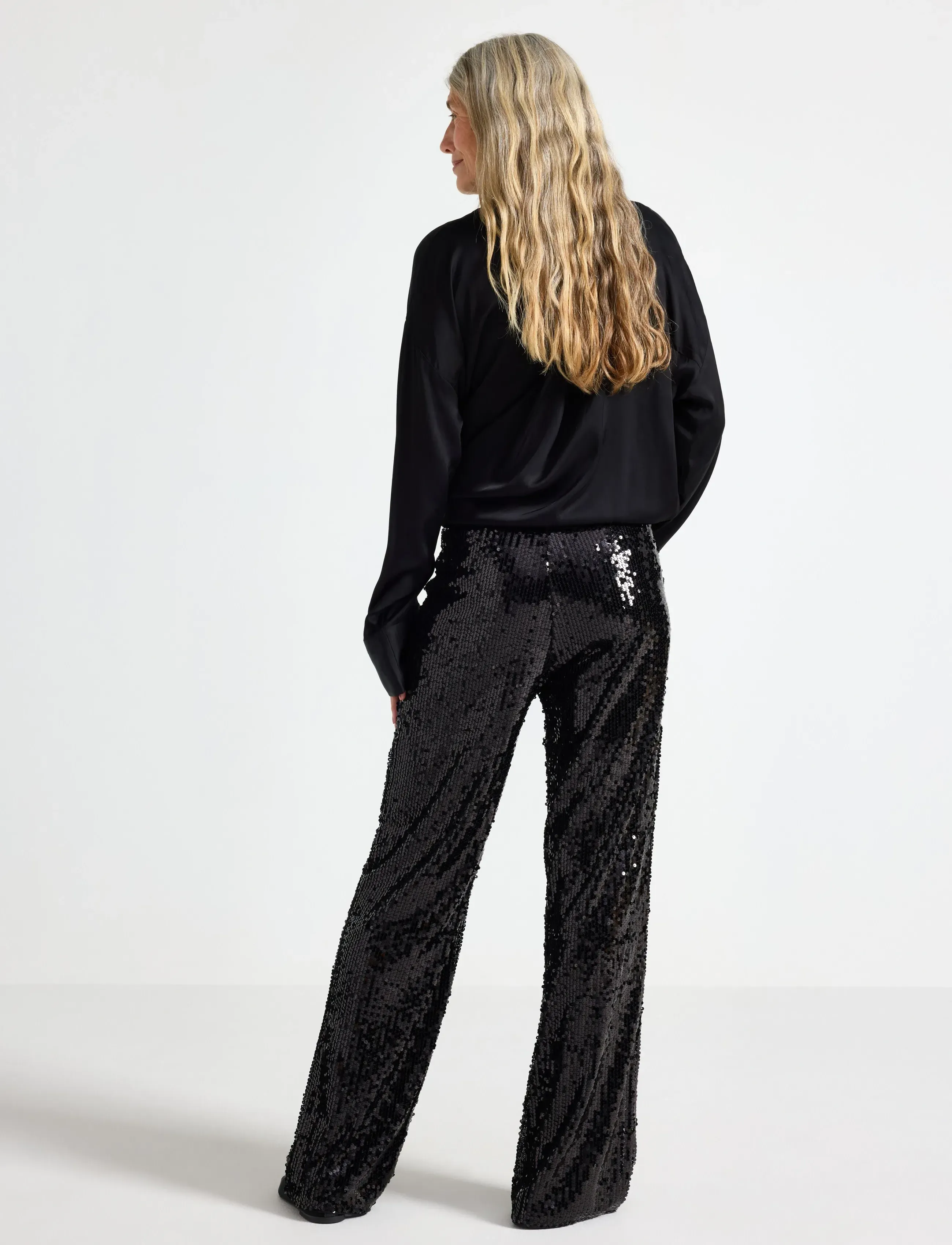 Lindex - Trouser sequin - sirge säärega püksid - black - 3