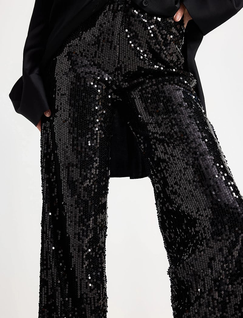 Lindex - Trouser sequin - straight leg hosen - black - 4
