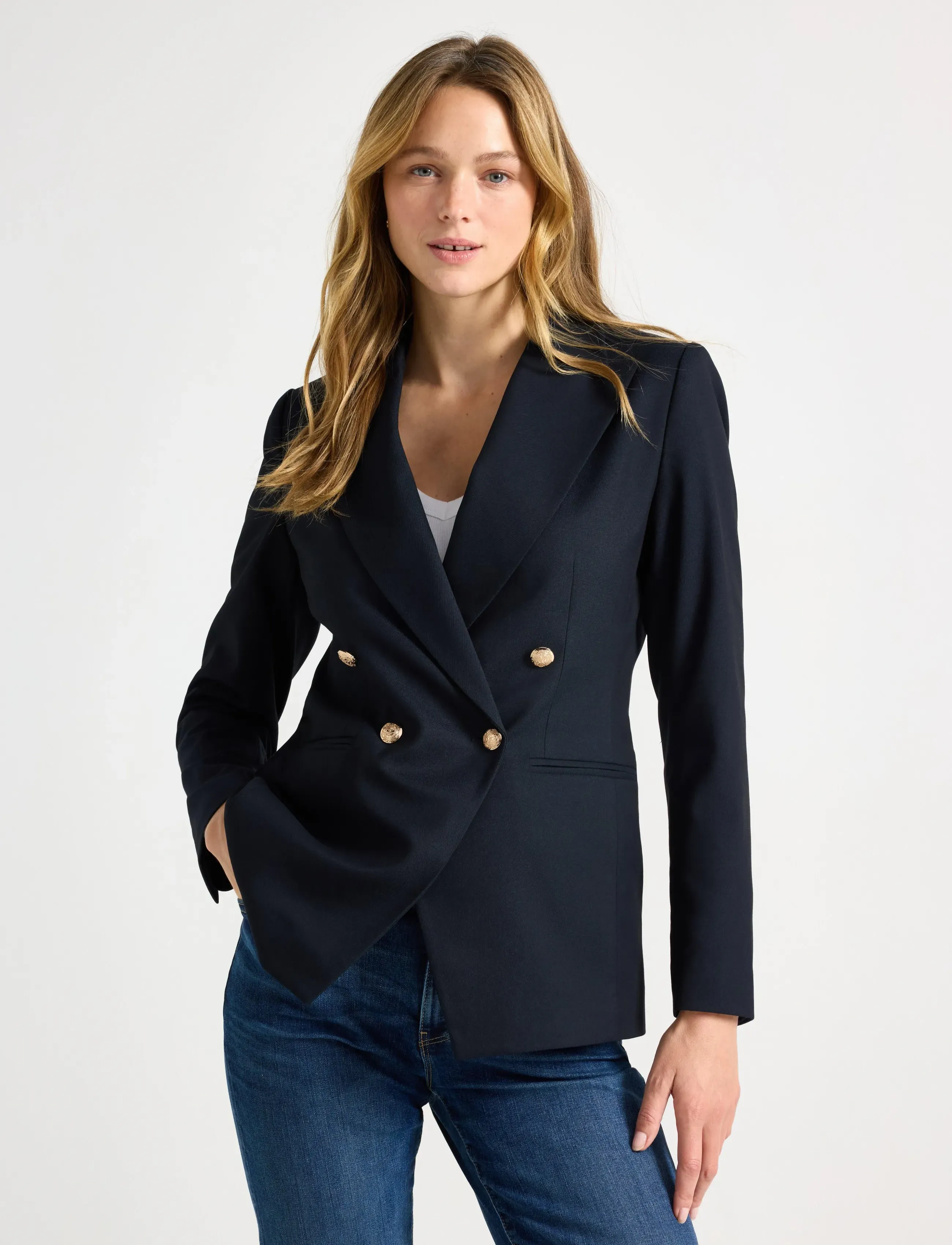 Lindex Blazer Nanna - Lindex - DARK DUSTY BLUE / black