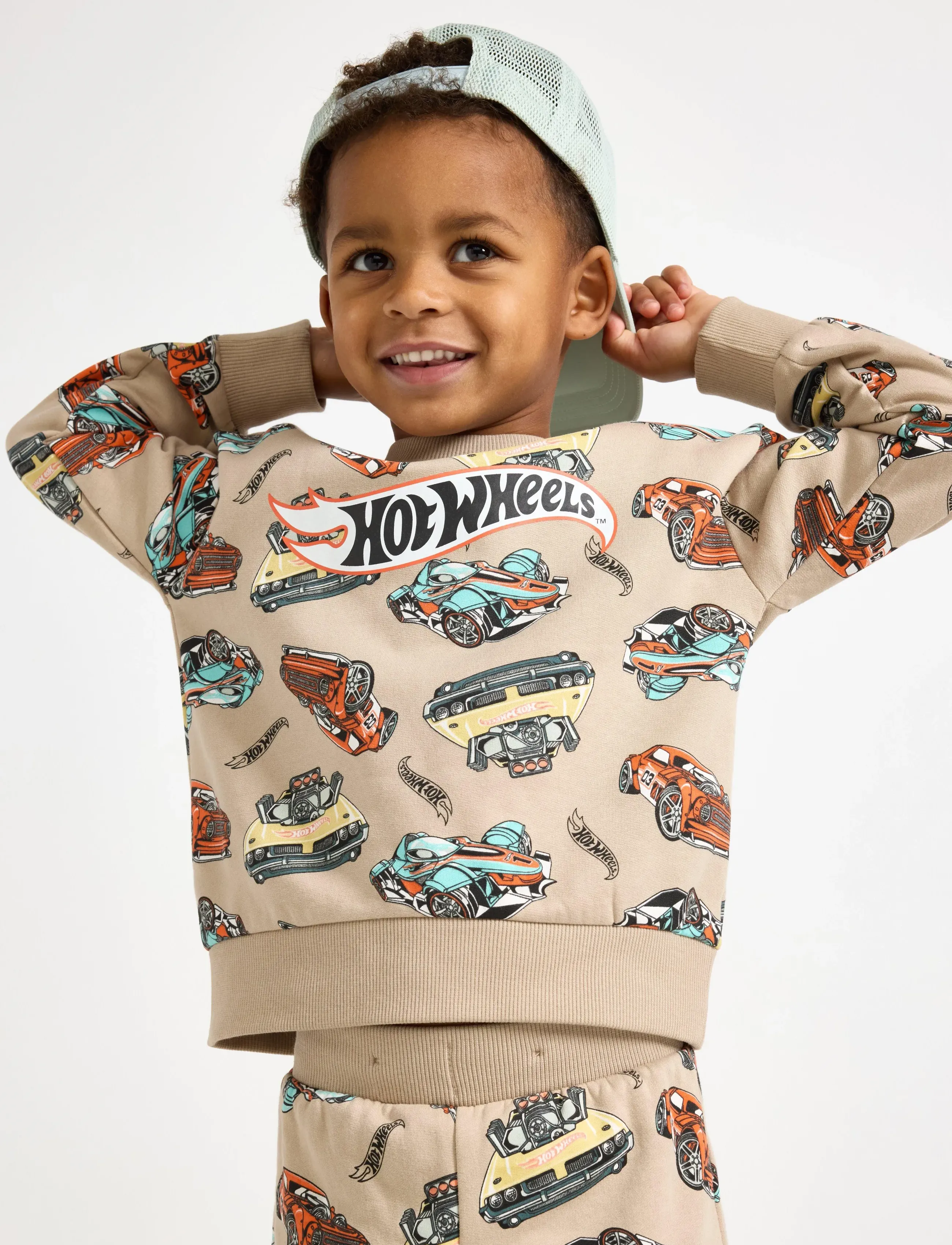 Lindex Sweatshirt Hot Wheels, Børn, Hot Wheels Sweatshirt, Beige, Str: 140