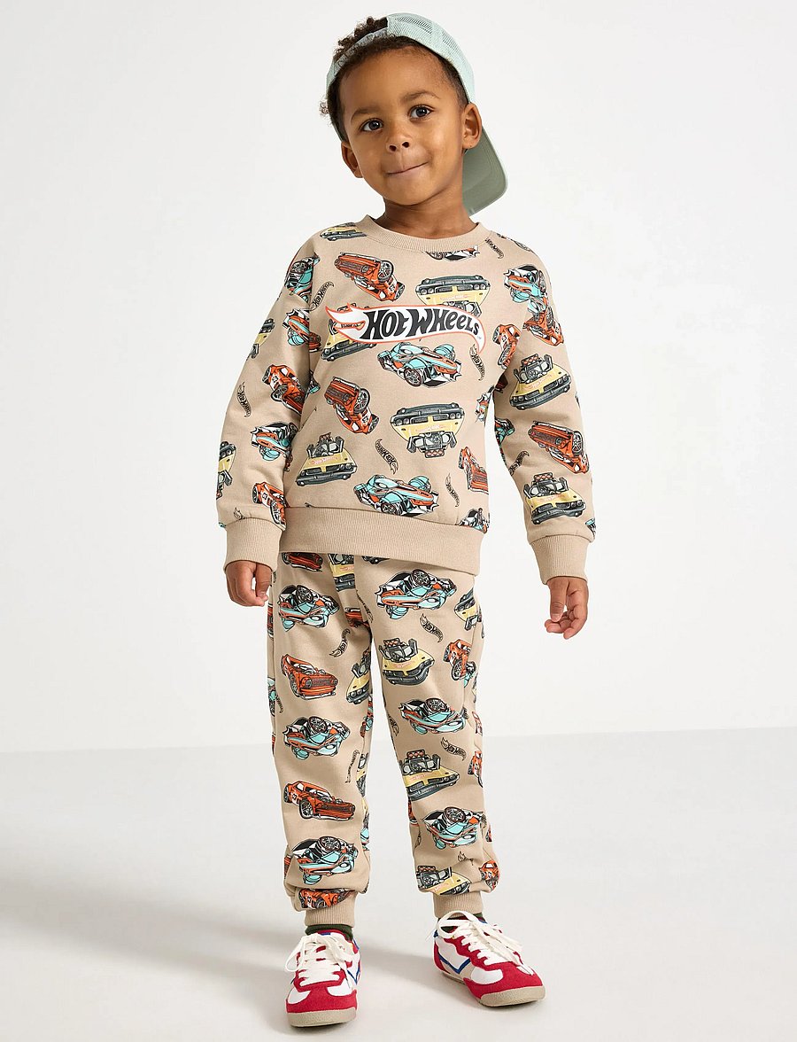 Lindex - Trousers Jogging Hot wheels - jogginghosen - dusty beige - 0