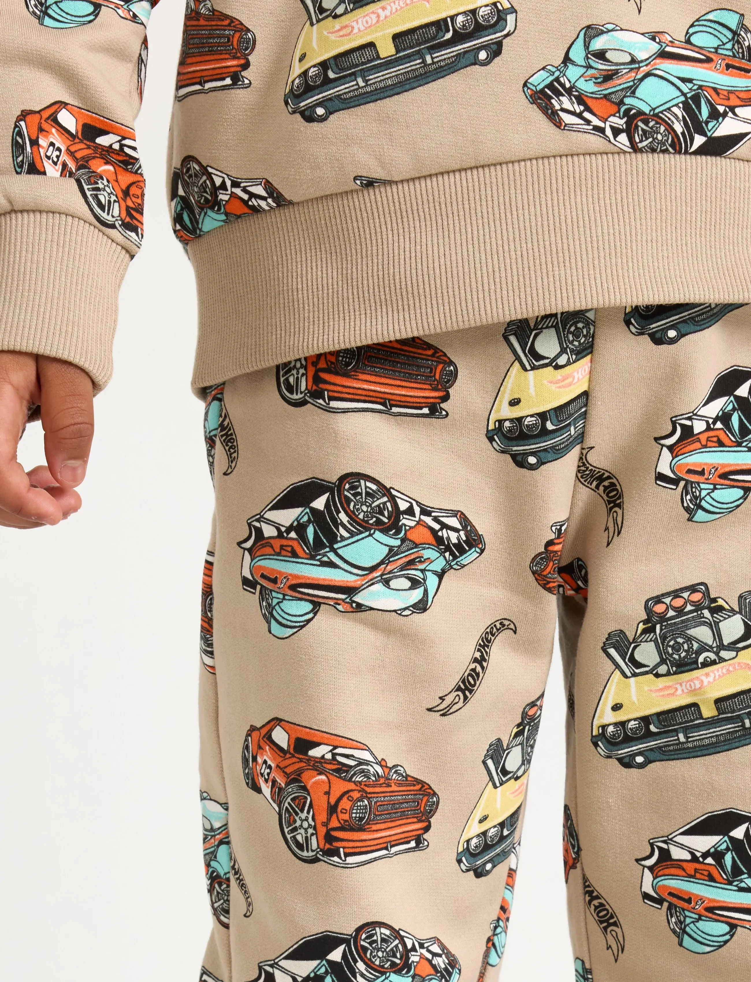 Lindex - Trousers Jogging Hot wheels - jogginghosen - dusty beige - 4