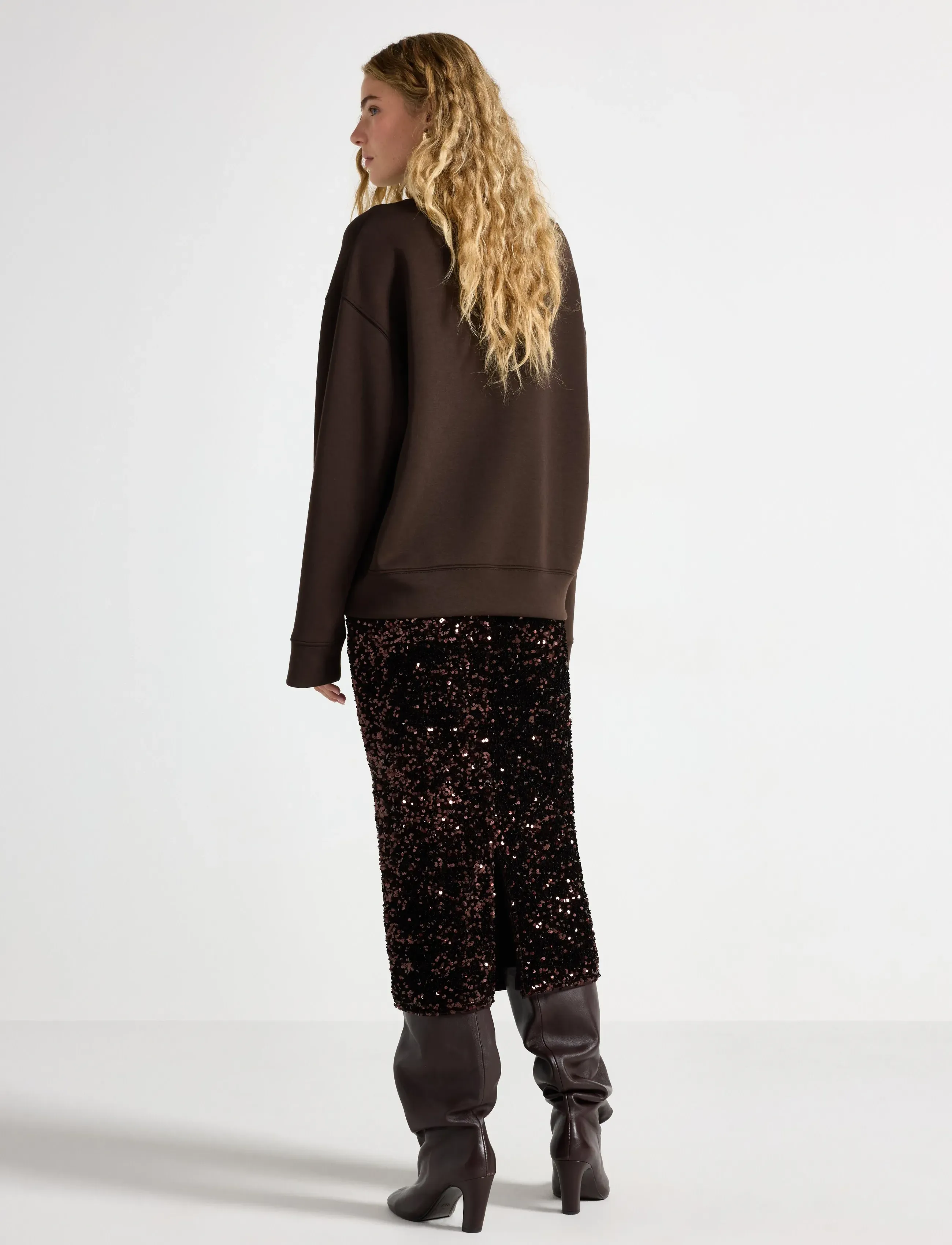 Lindex - Midikjol med paljetter - midiskjørt - brown - 3