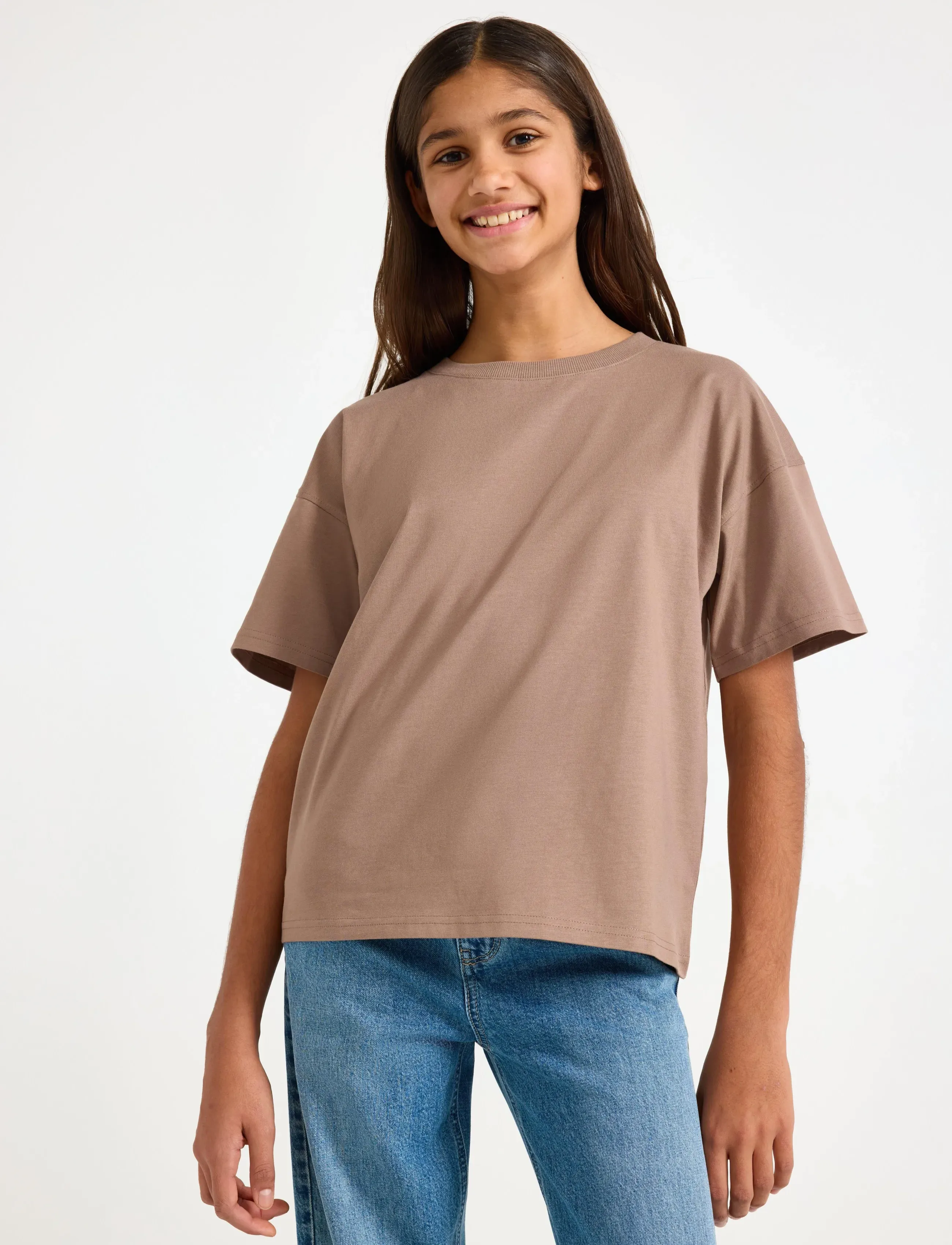 Lindex Oversized T-Shirt, 128, Brown, T-Shirts > Kortærmede, Børn