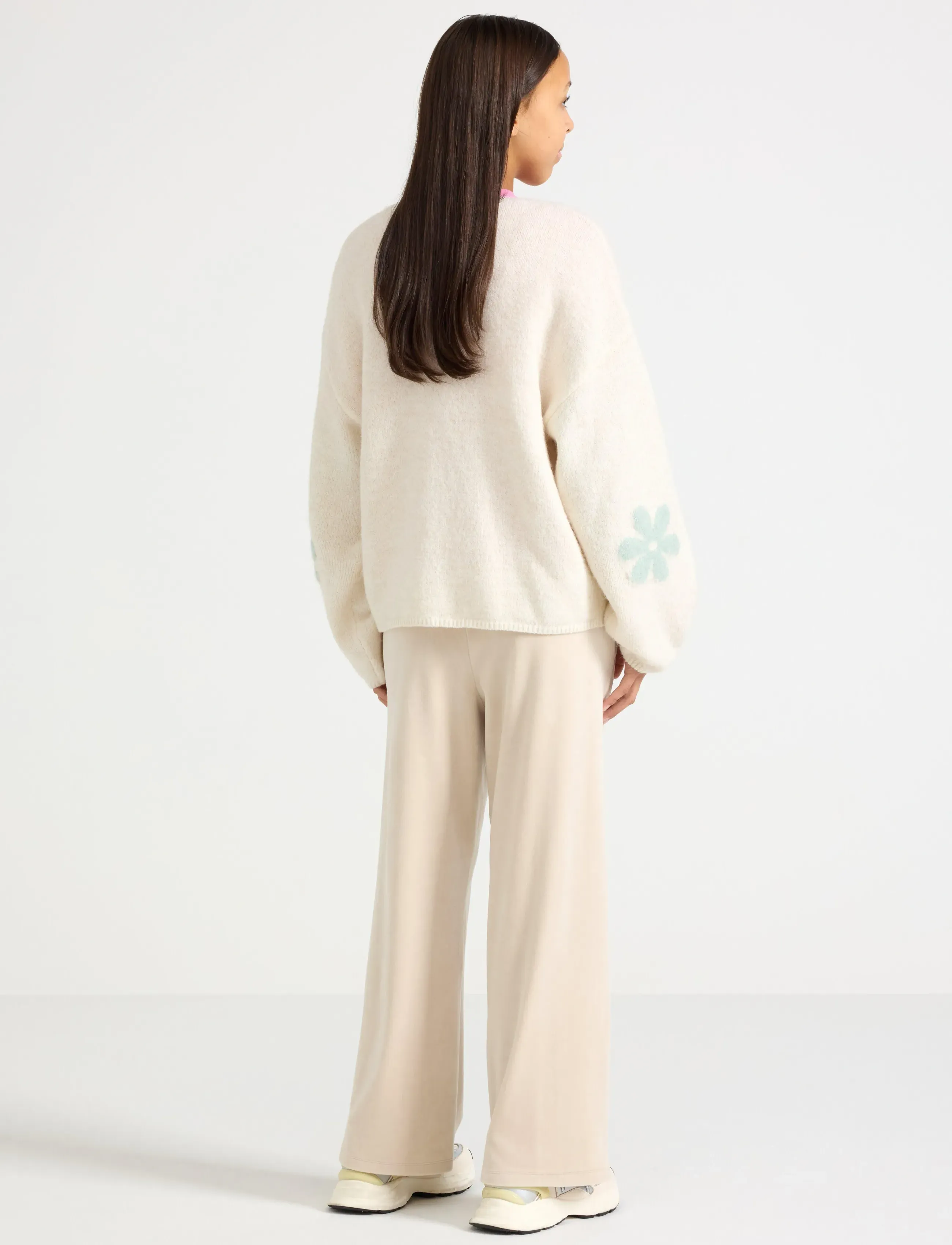 Lindex - Wide trousers in velour - jogginghosen - light dusty beige - 3