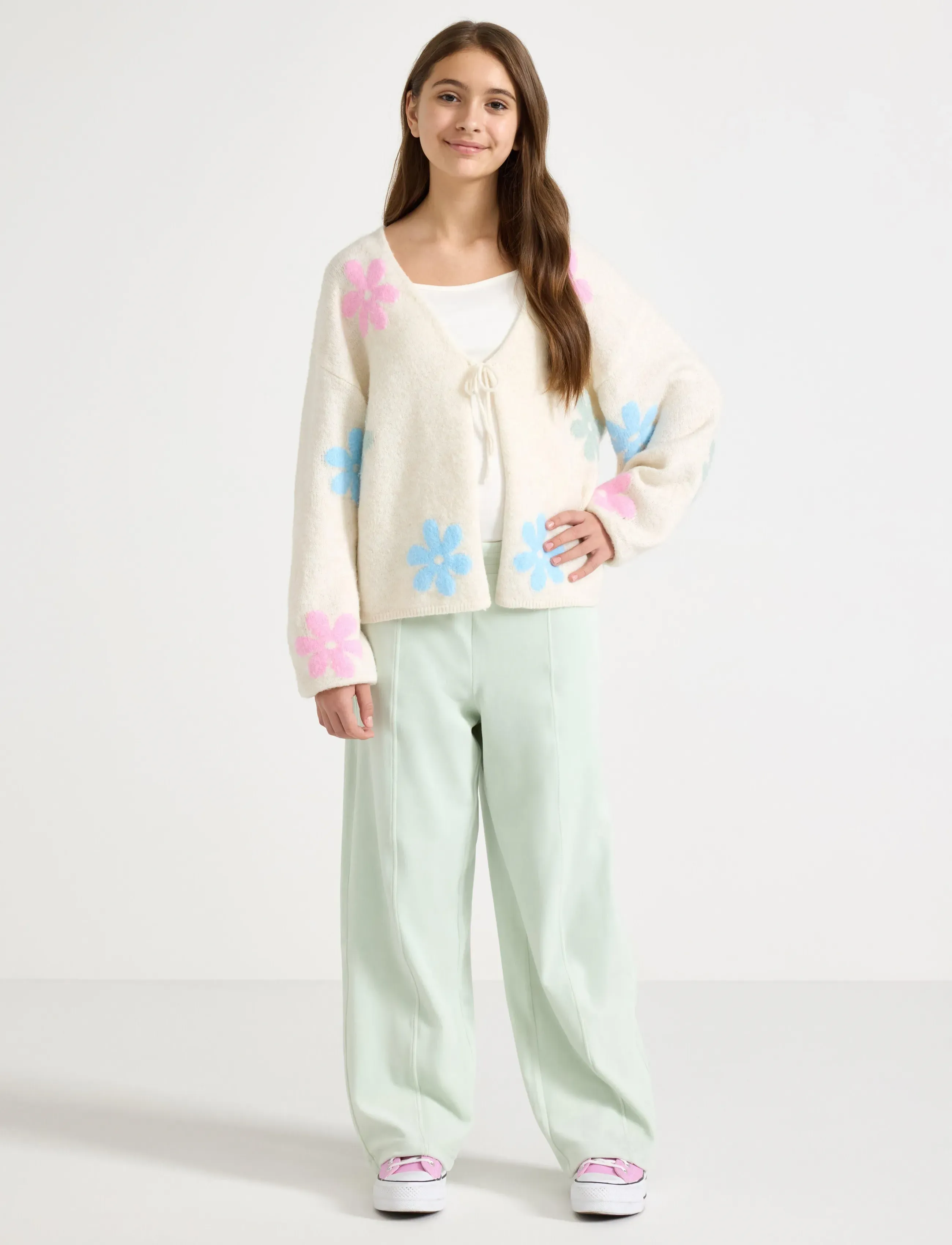 Lindex Wide trousers in velour - Underdele - LIGHT DUSTY GREEN / green