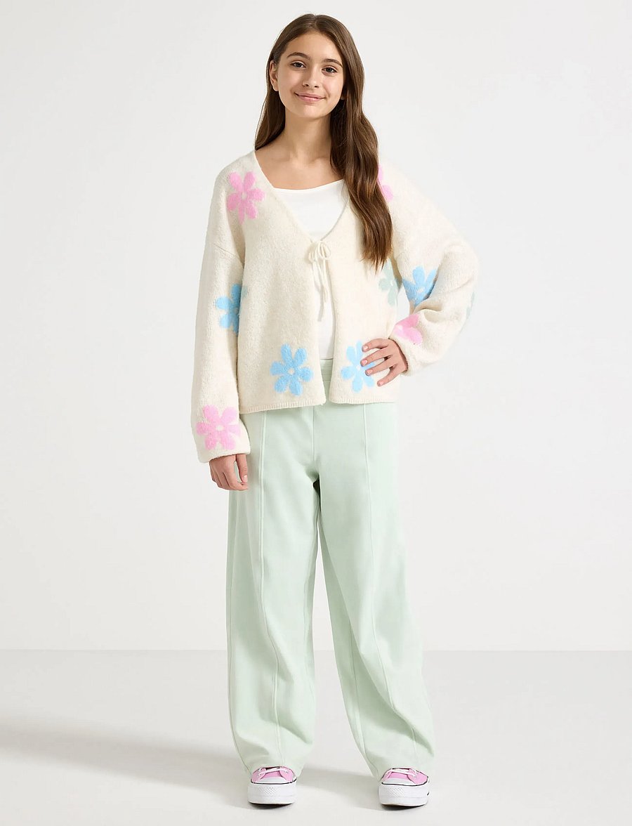 Lindex - Wide trousers in velour - mjukisbyxor - light dusty green - 0
