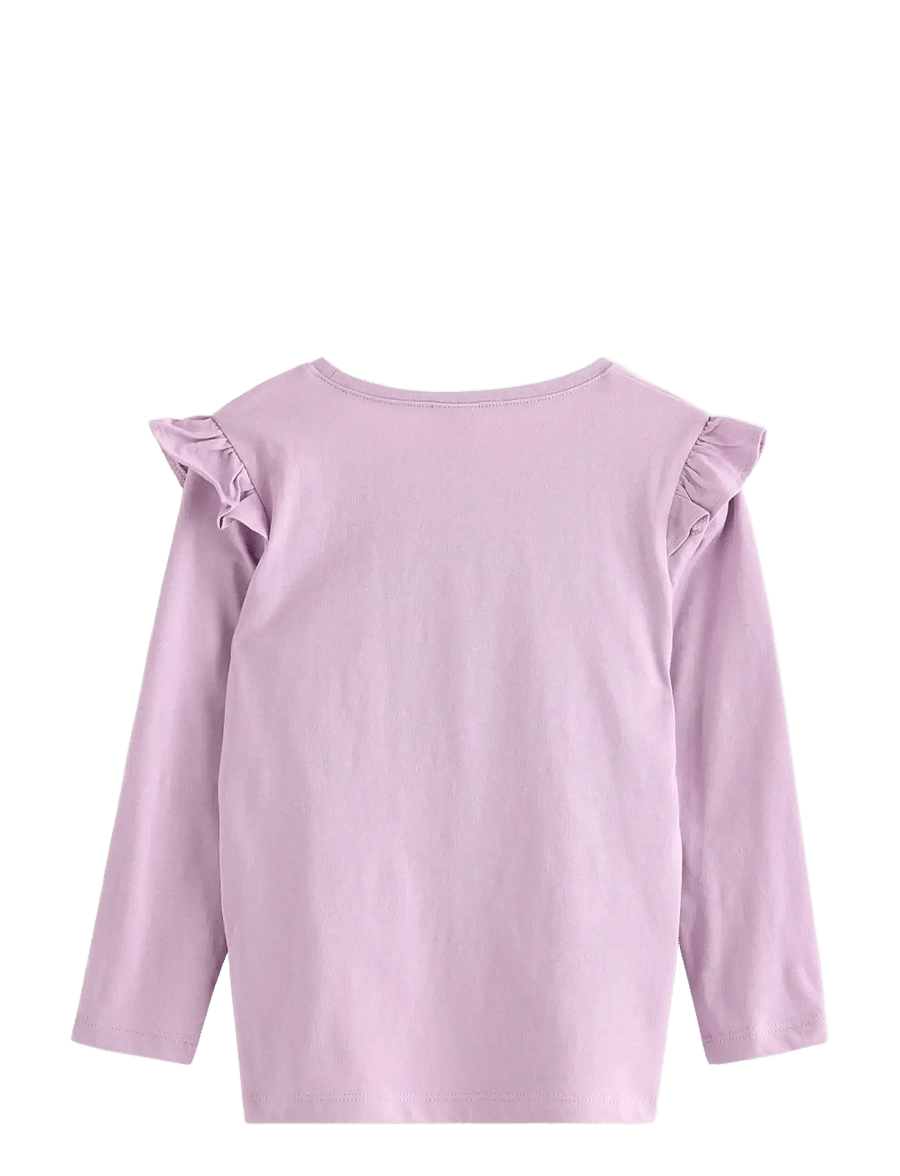 Lindex - Top ls frill detail unicorn pr - langärmelig - light lilac - 2