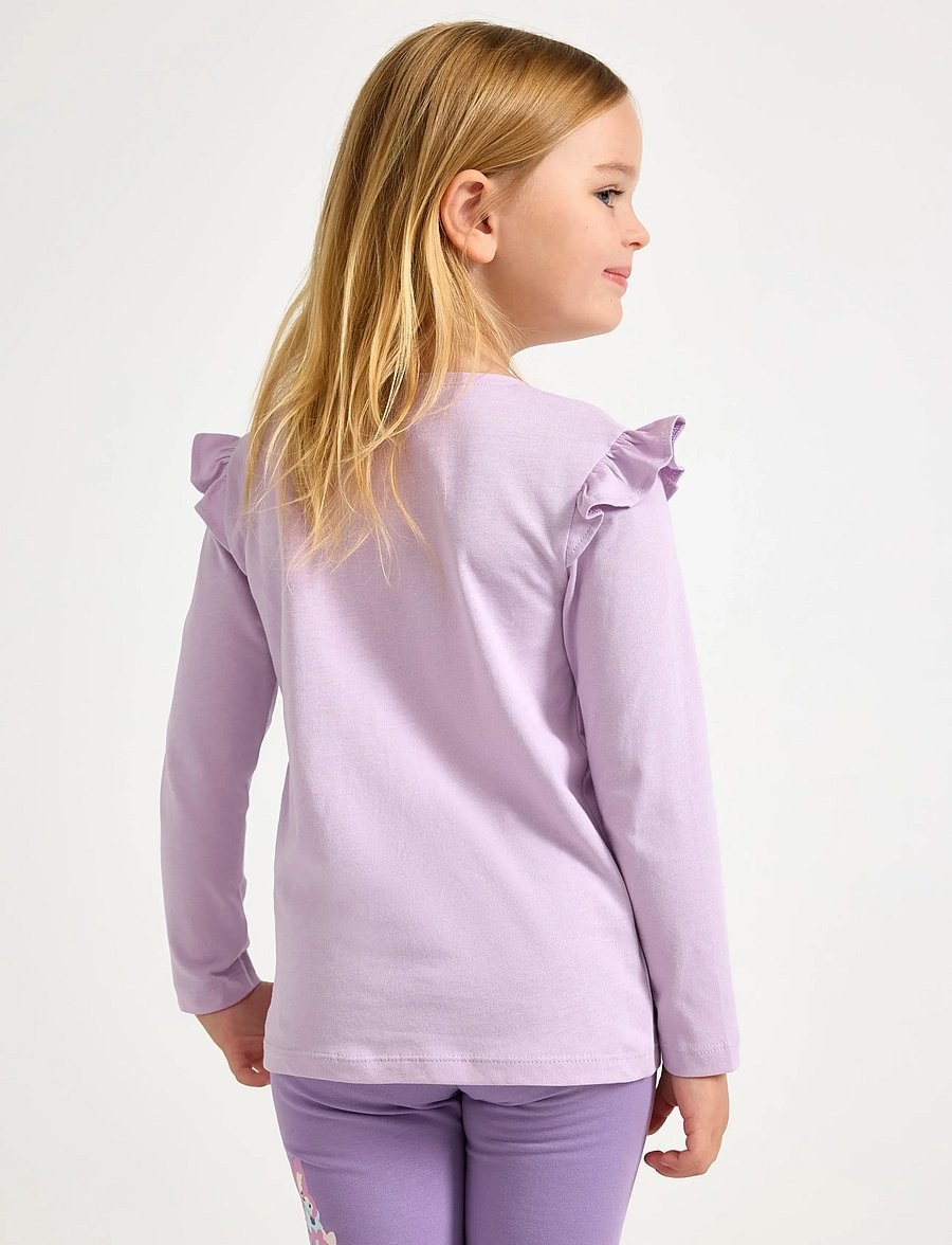 Lindex - Top ls frill detail unicorn pr - langärmelig - light lilac - 3