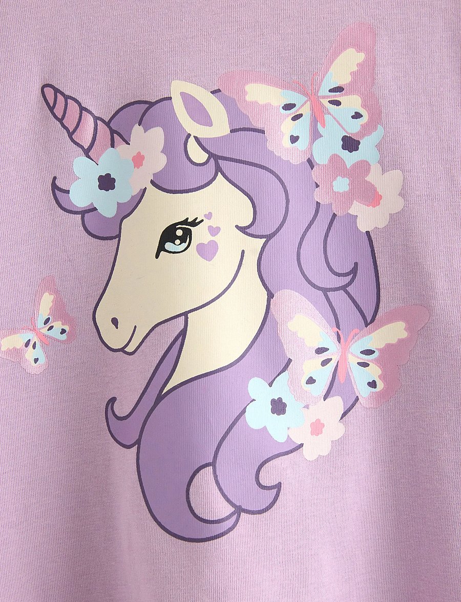 Lindex - Top ls frill detail unicorn pr - langärmelig - light lilac - 5