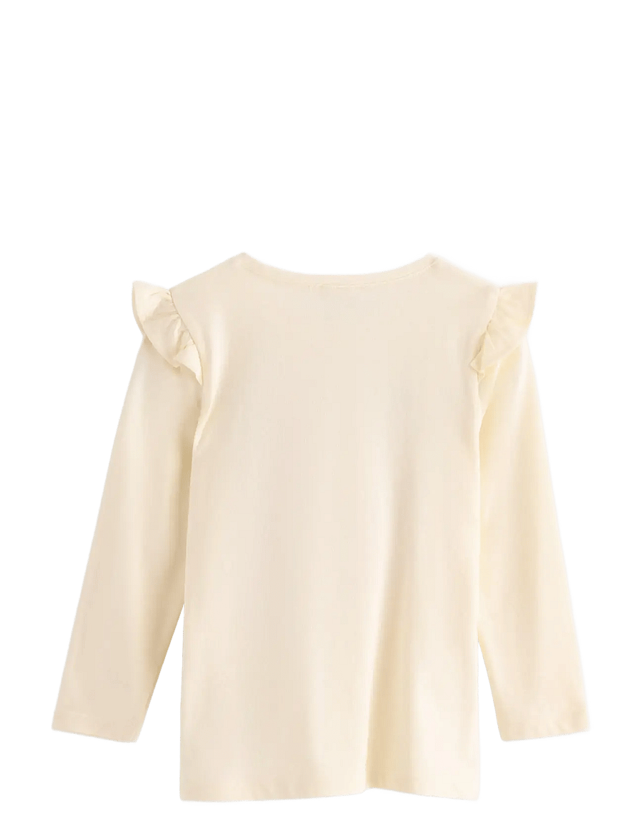 Lindex - Top ls frill detail unicorn pr - langärmelig - white - 2