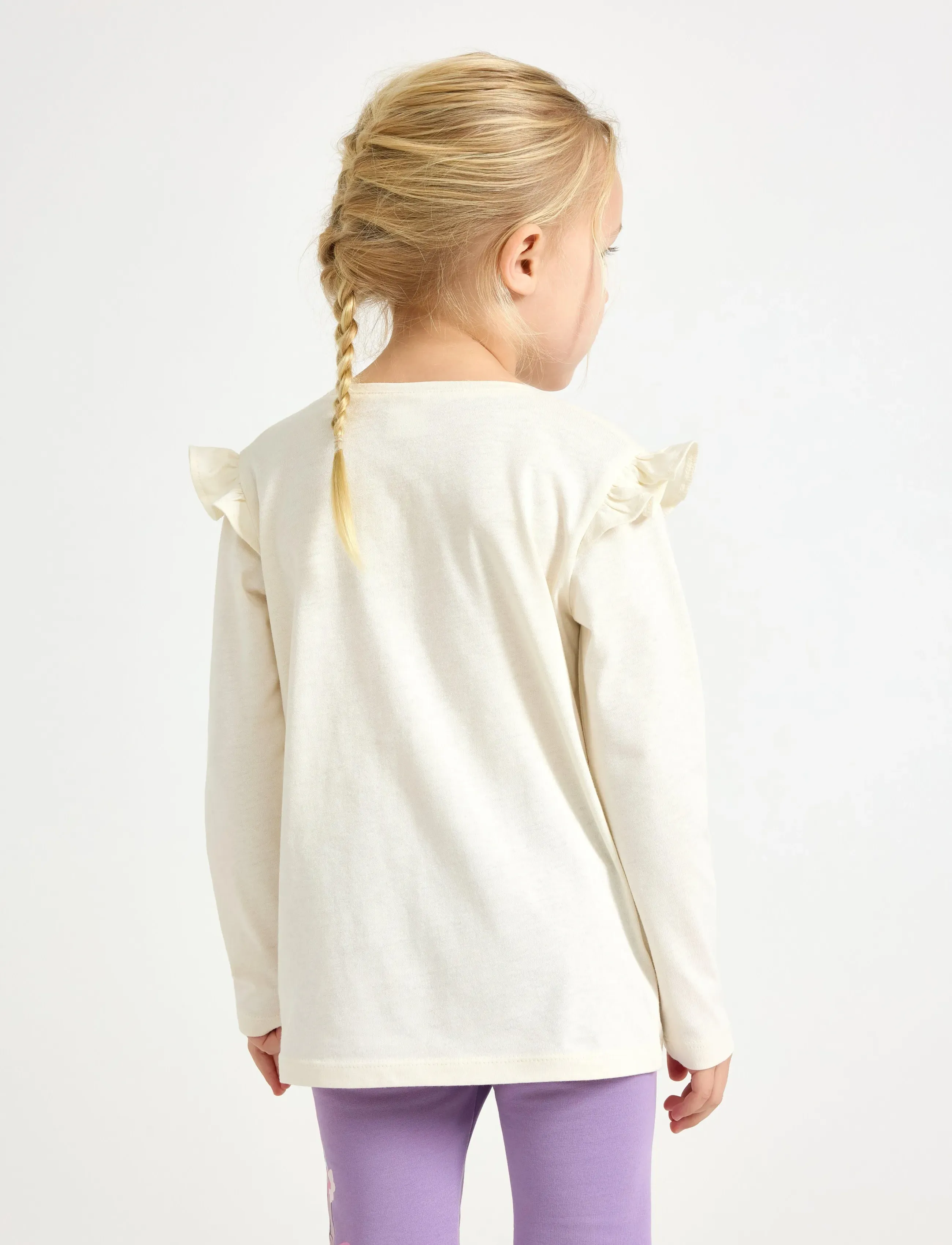 Lindex - Top ls frill detail unicorn pr - langärmelig - white - 3