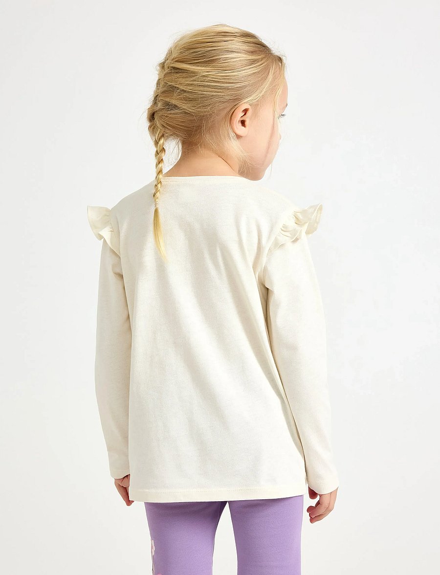 Lindex - Top ls frill detail unicorn pr - langärmelig - white - 3
