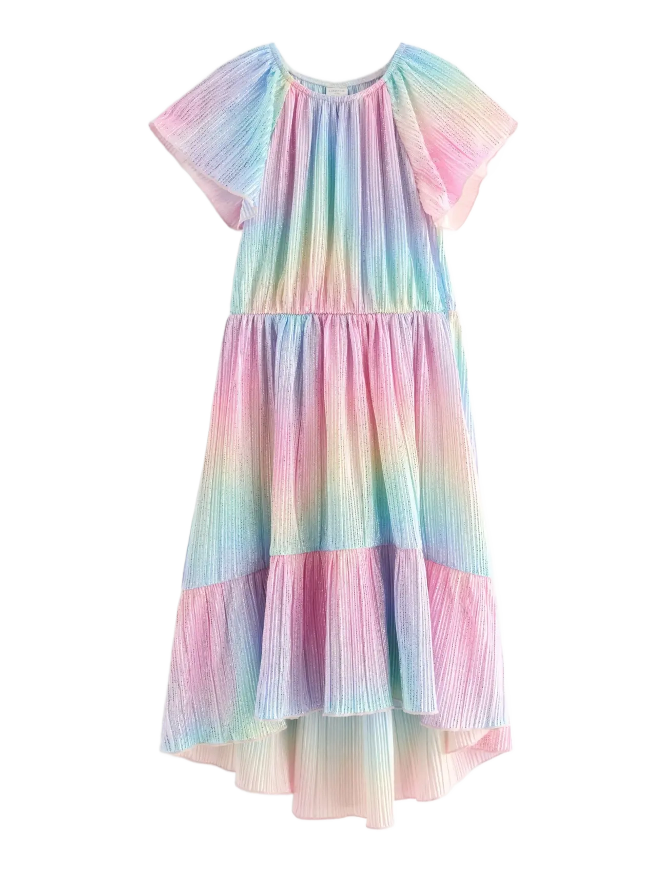 Lindex Dress ss plisse rainbow AOP - Kinder - LIGHT PINK / multi