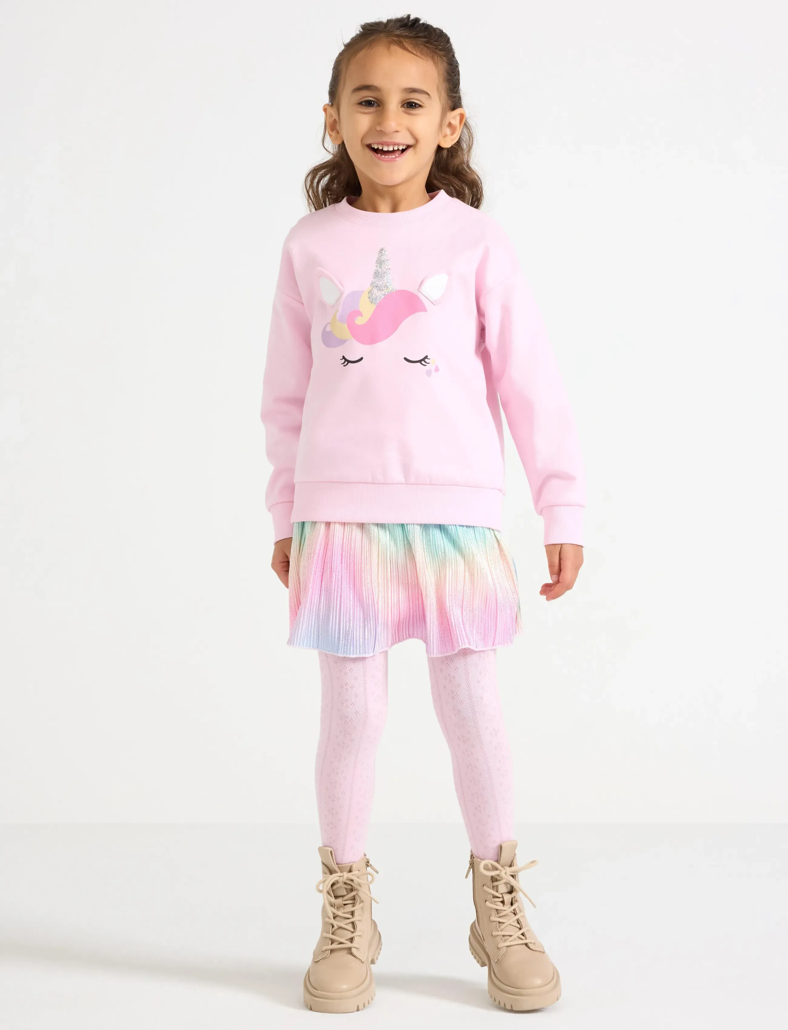 Lindex Skirt rainbow plisse - Miniseelikud - LIGHT PINK / multi