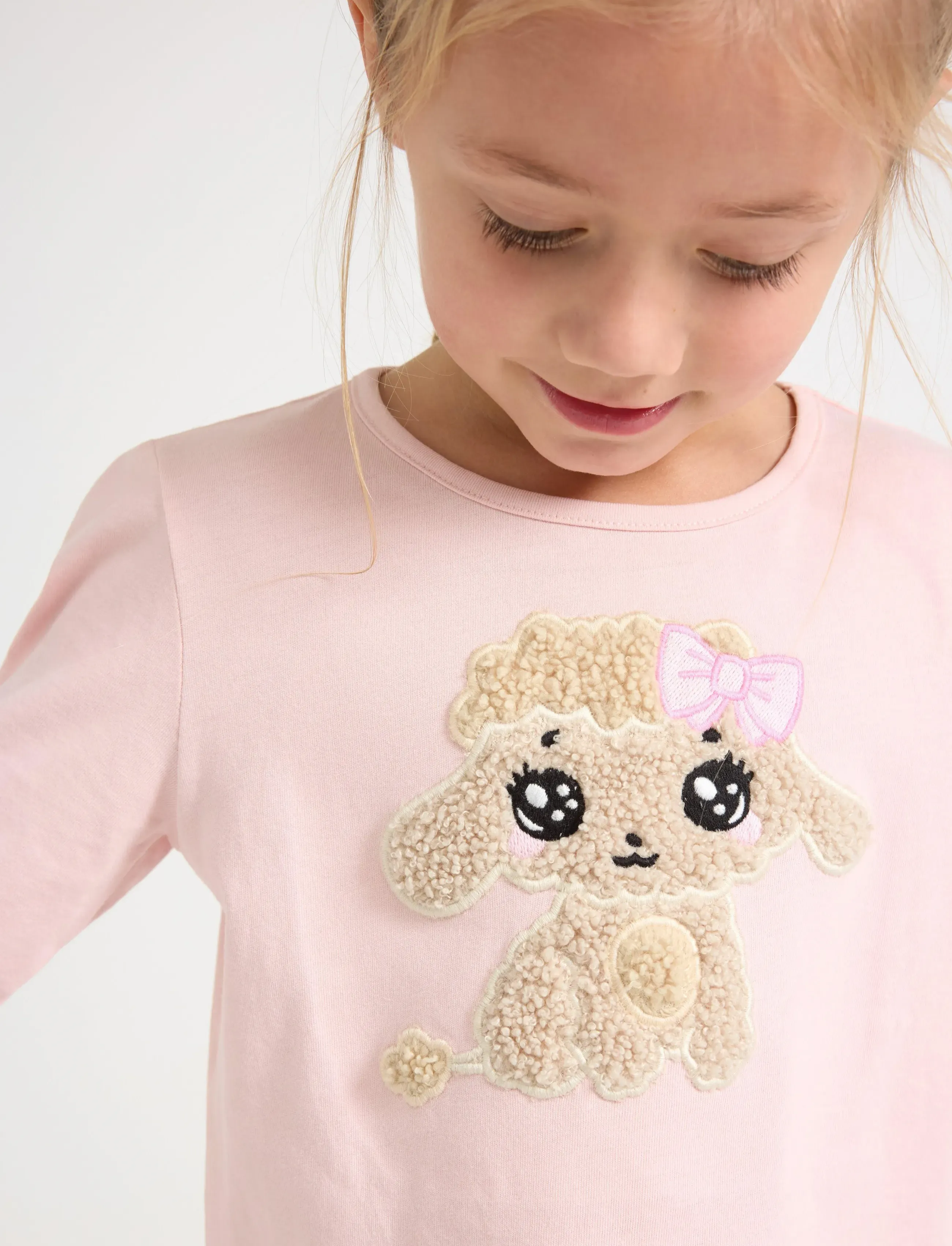 Lindex - Top ls pile applique - light dusty pink - 4