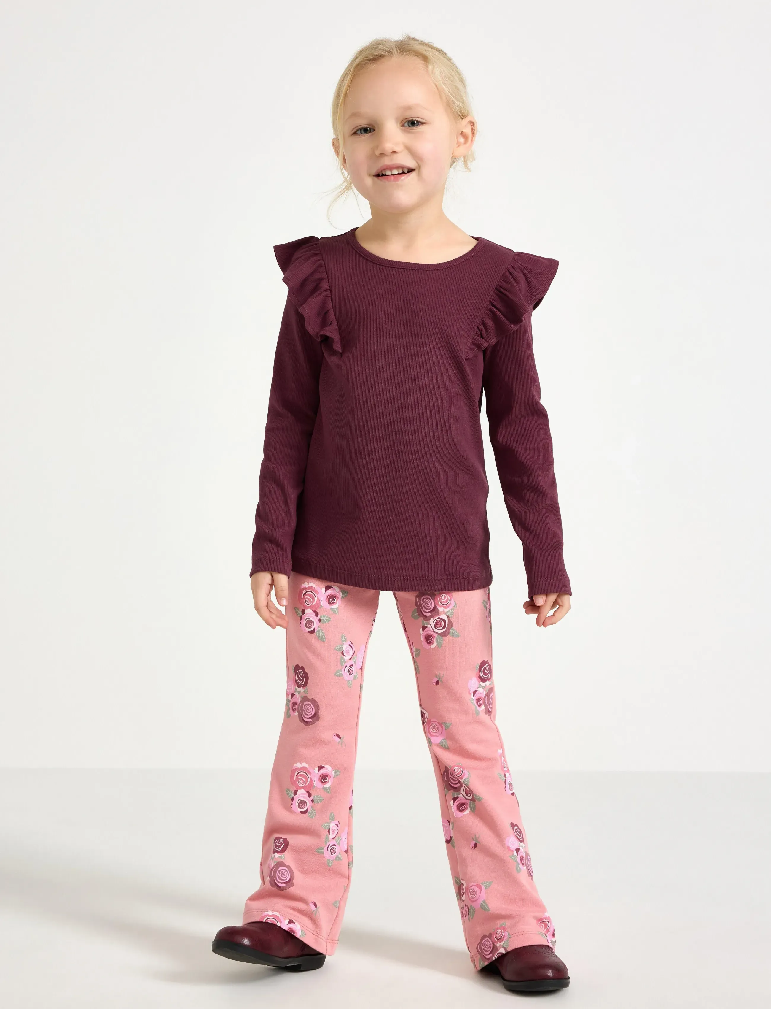 Lindex Leggings flare br AOP - Leggings - DUSTY PINK / pink/rose