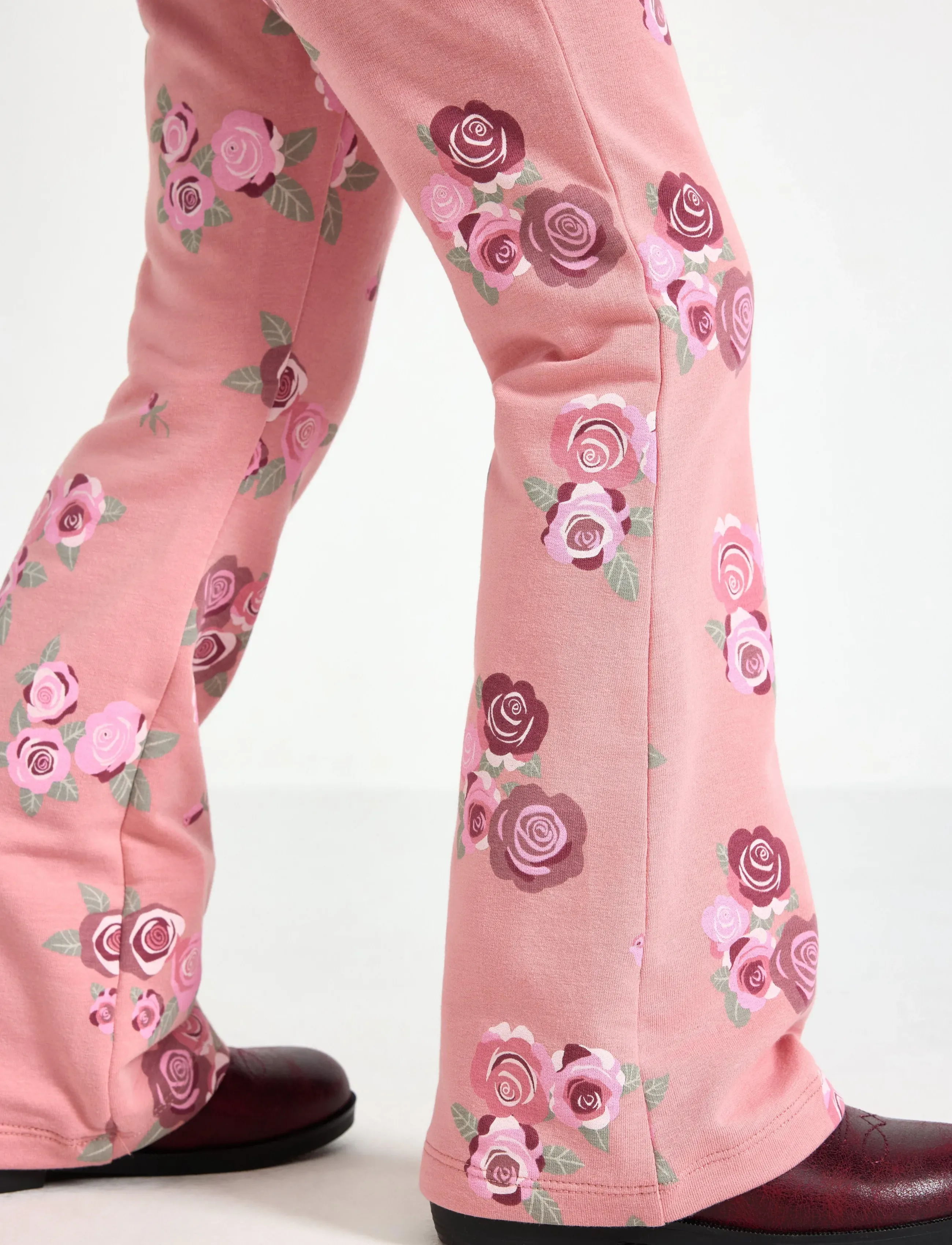 Lindex - Leggings flare br AOP - leggings - dusty pink - 4