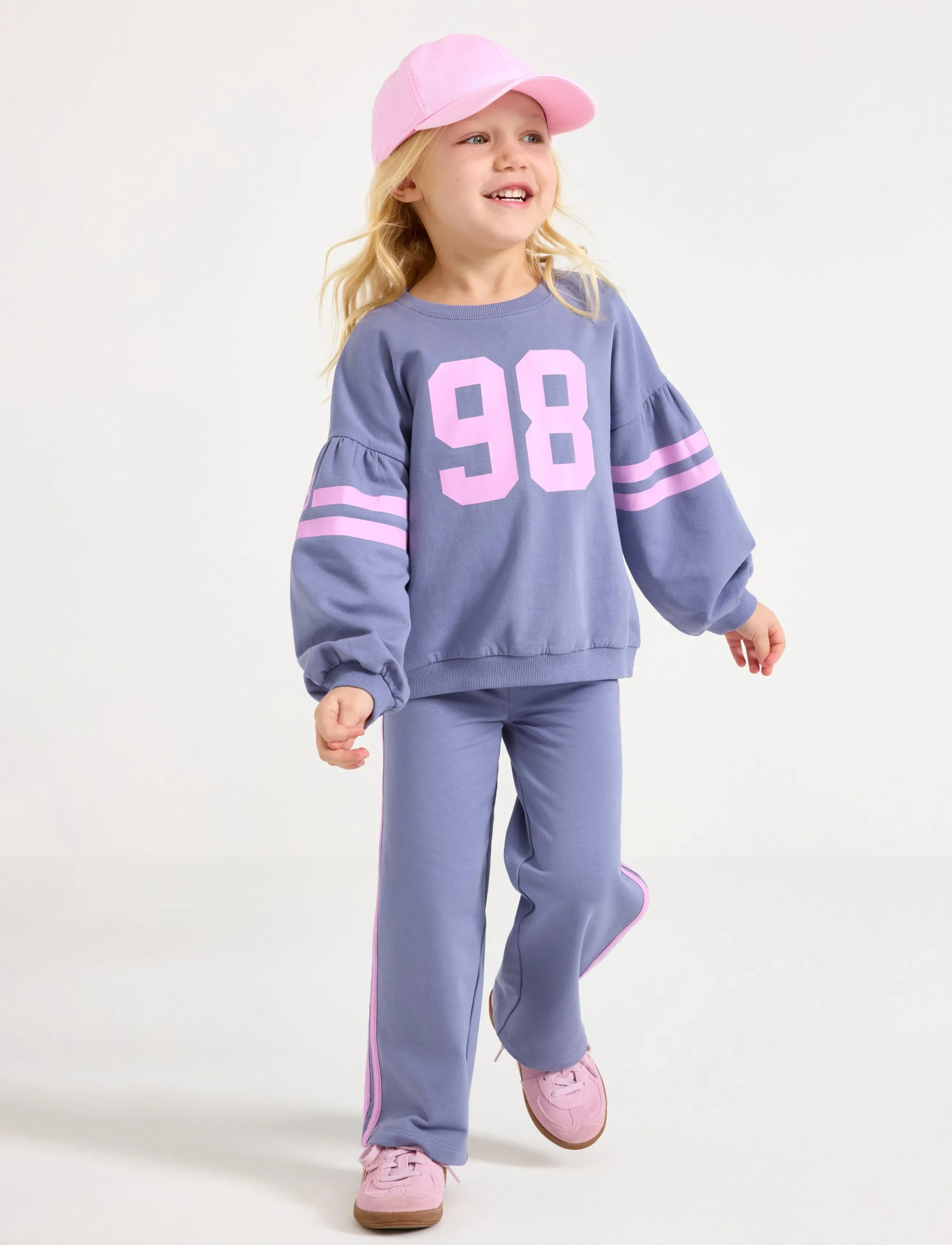 Lindex - Trousers straight tape at side - jogginghosen - dusty lilac - 0