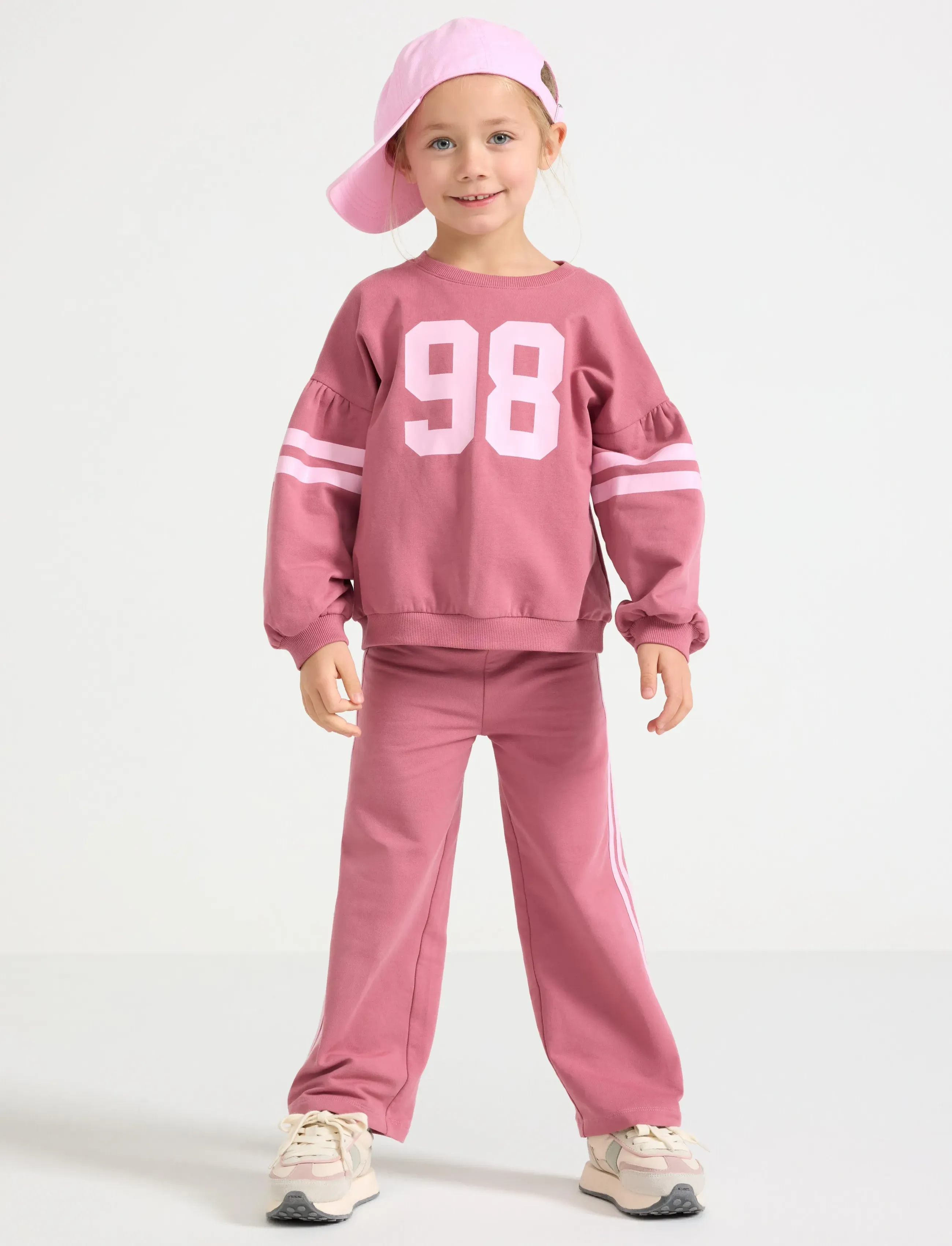 Lindex Trousers straight tape at side - Jogginghosen - DUSTY PINK / pink/rose