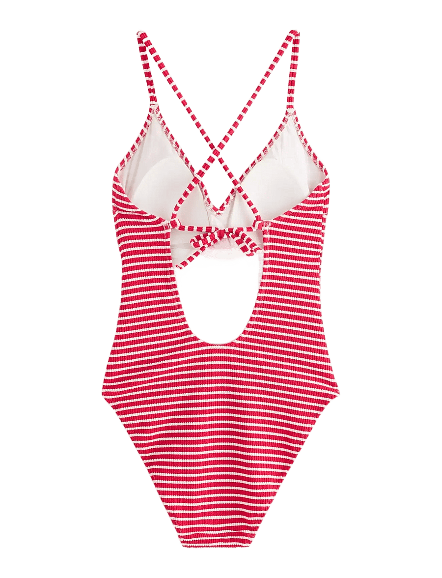 Lindex - Crinkled swimsuit - badedragter - red - 2