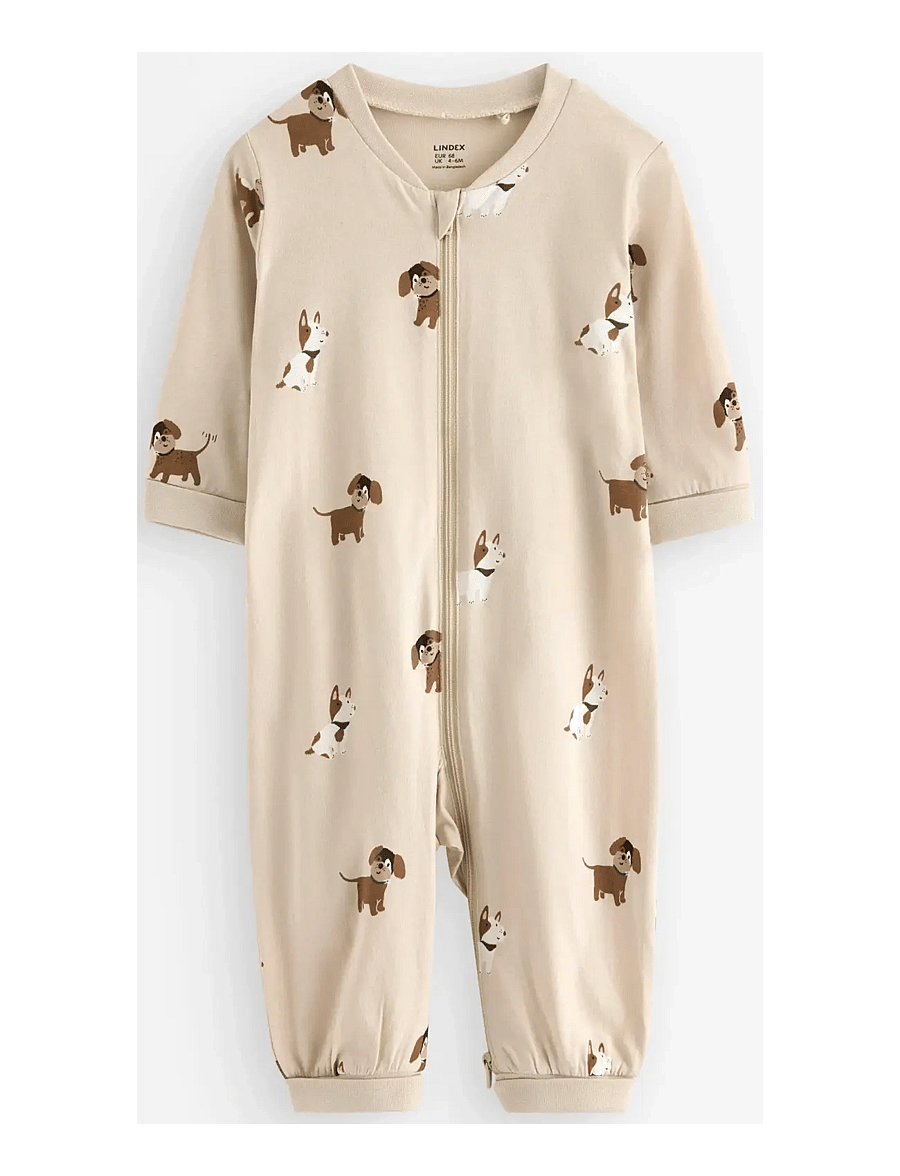 Lindex - Sleepsuit with application at the back - pidžaama-kombinesoonid - light beige - 0