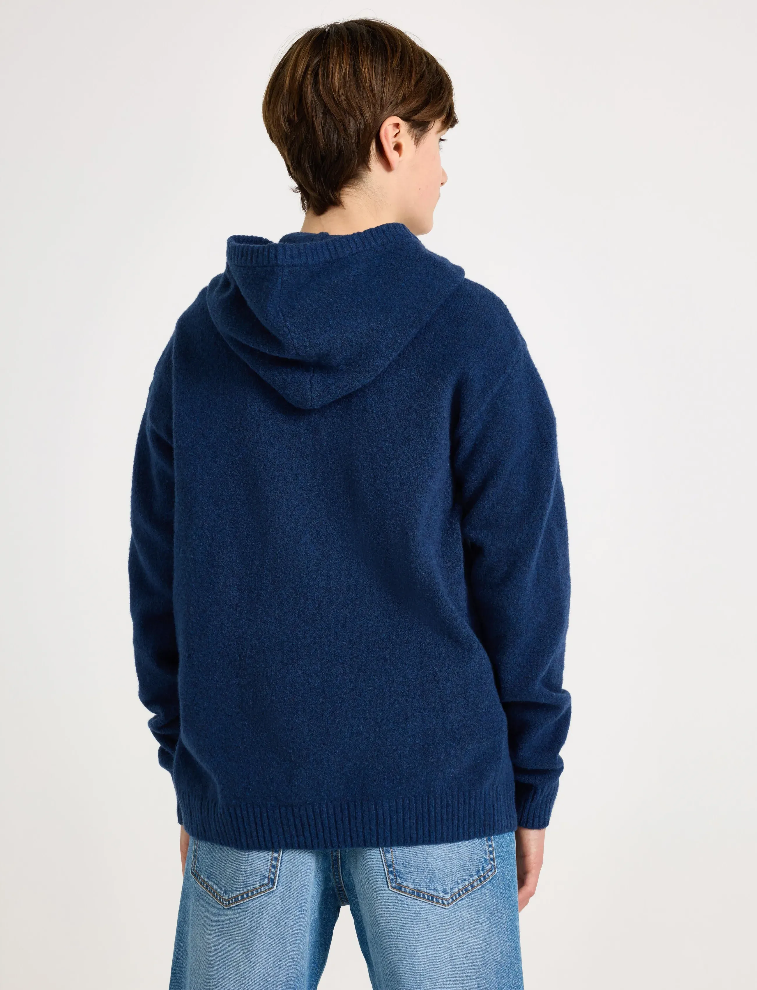 Lindex - Sweatshirt zip hood knitted - kapuzenpullover - dark blue melange - 3