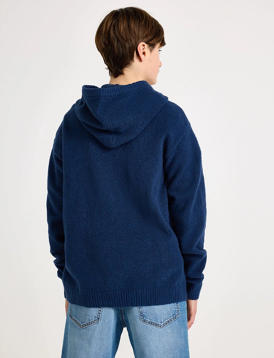 Lindex - Sweatshirt zip hood knitted - kapuzenpullover - dark blue melange - 3