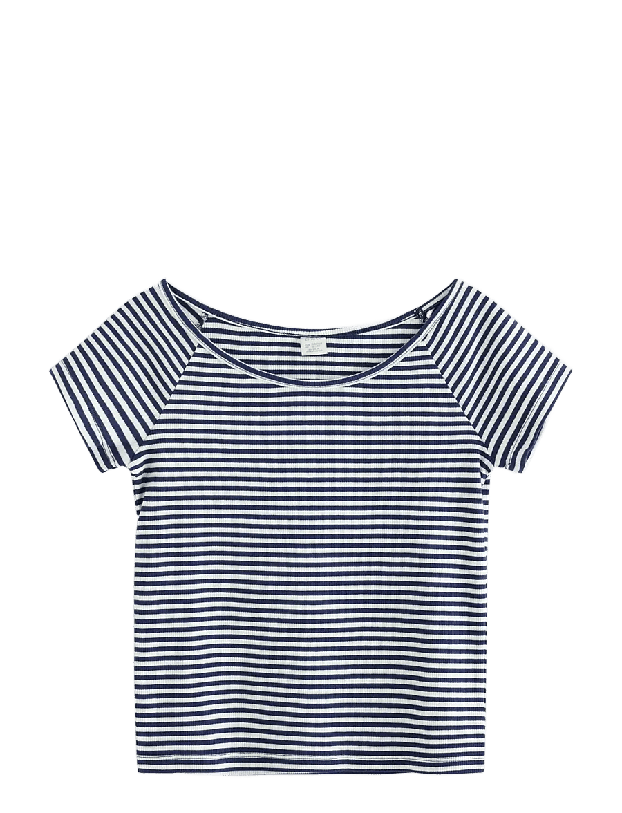 Lindex - Top short sleeve rib and deep - kurzärmelige - dark blue - 1