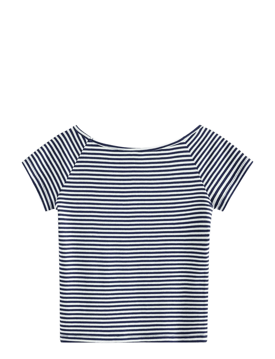 Lindex - Top short sleeve rib and deep - kurzärmelige - dark blue - 2