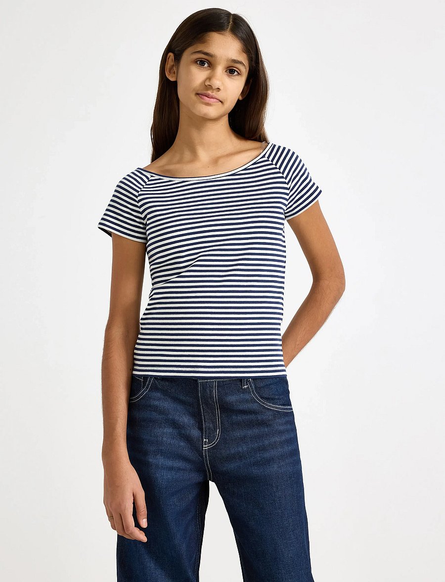 Lindex - Top short sleeve rib and deep - kurzärmelige - dark blue - 0