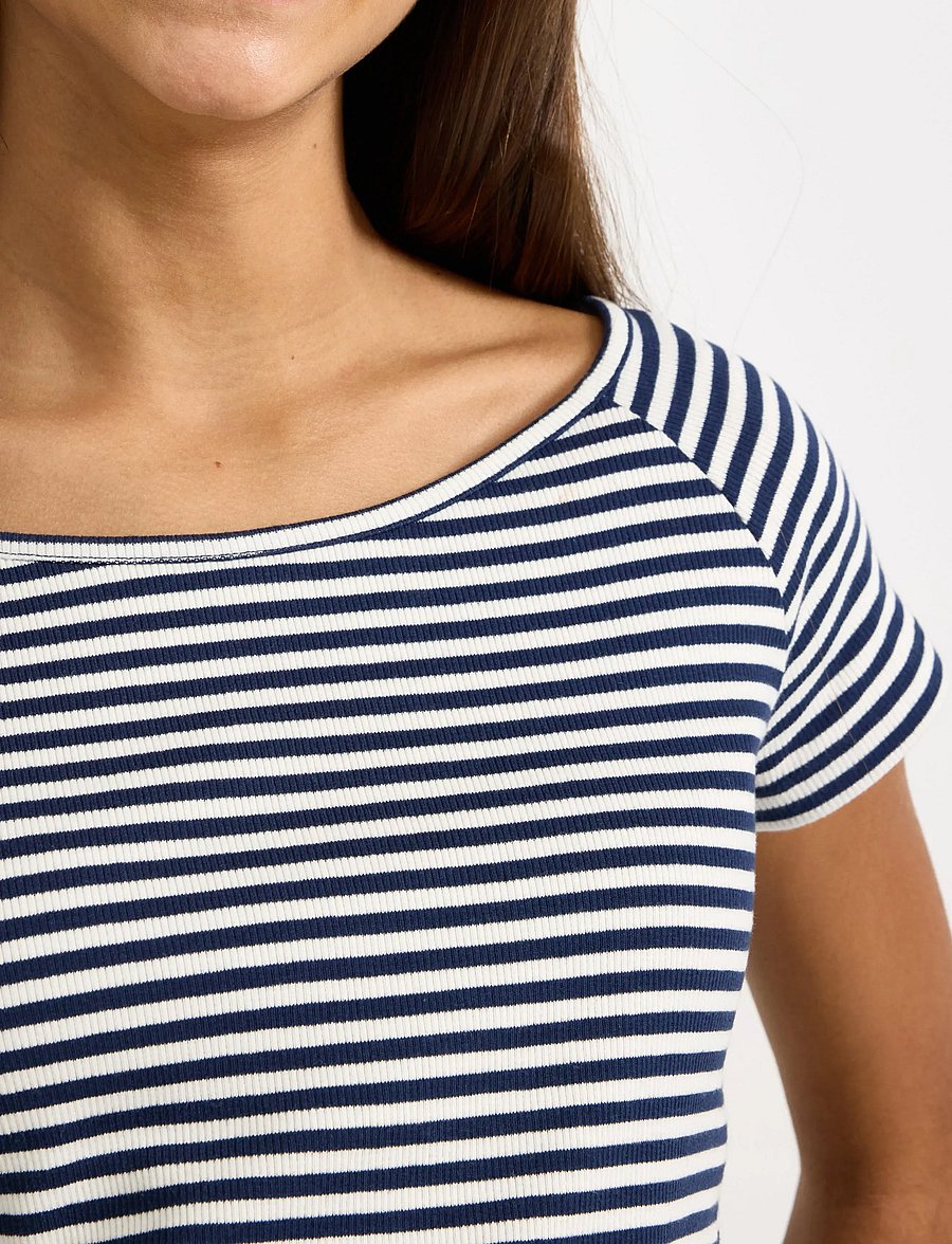 Lindex - Top short sleeve rib and deep - kurzärmelige - dark blue - 5