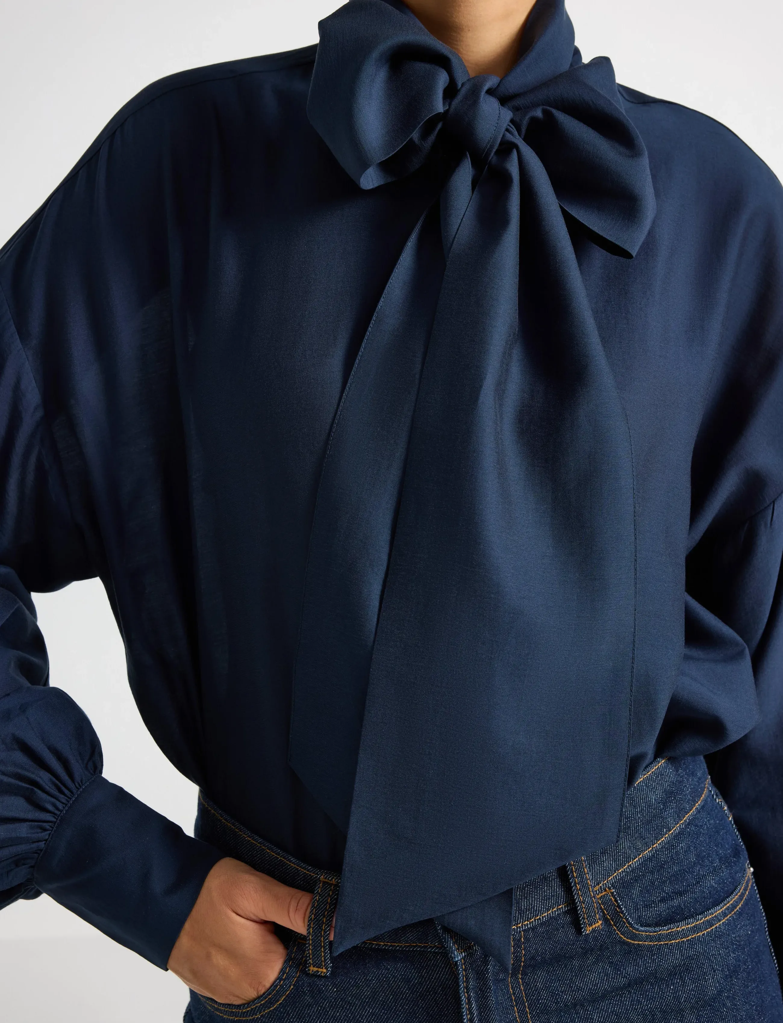 Lindex - Blouse Frida - langærmede bluser - dk blue - 4