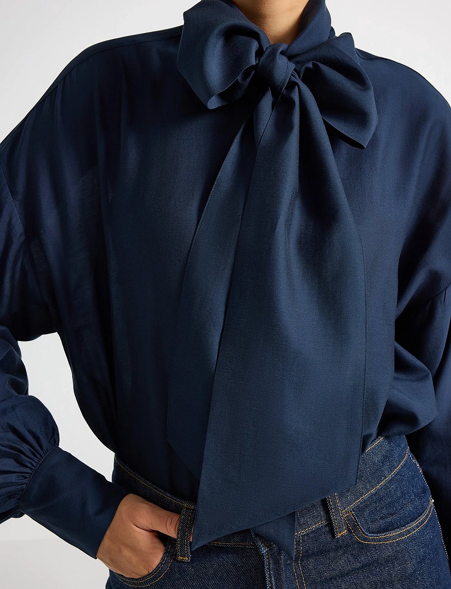 Lindex - Blouse Frida - long sleeved blouses - dk blue - 4