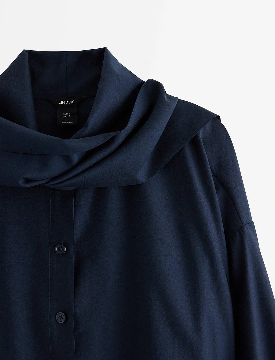 Lindex - Blouse Frida - long sleeved blouses - dk blue - 5