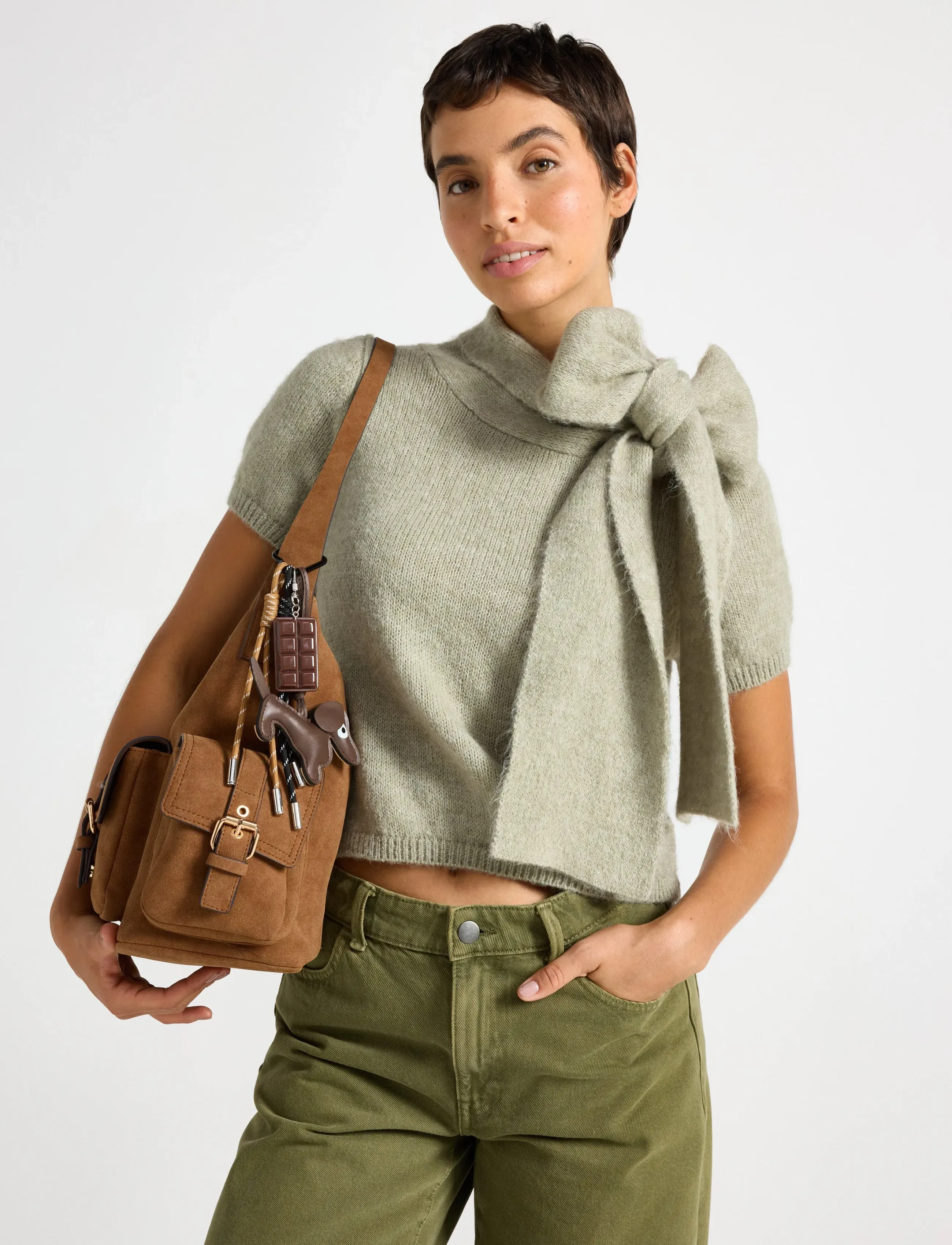 Lindex Sweater Cindy Bow - Lindex - LIGHT GREEN / khaki/green