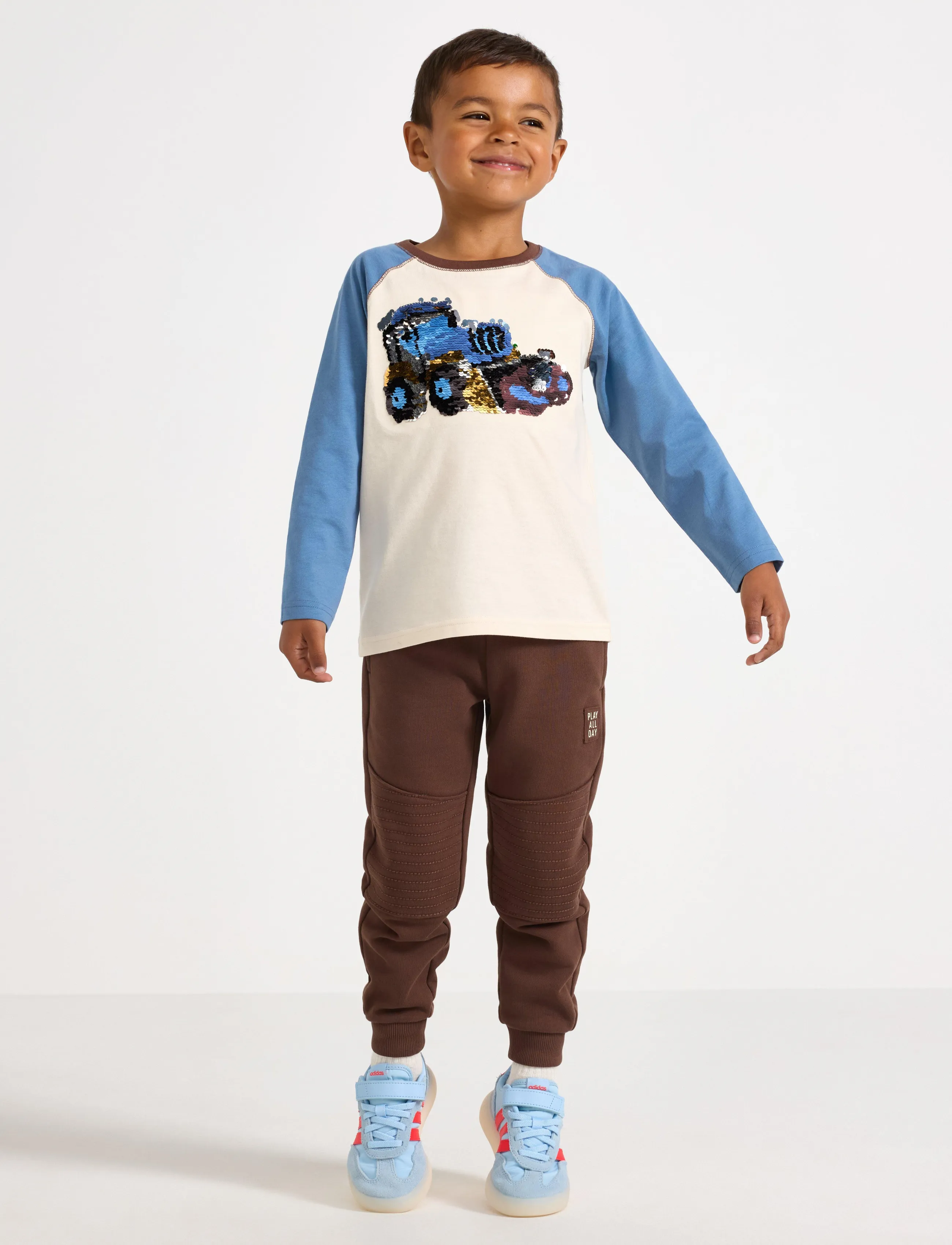 Lindex Joggers With Reinforced Knees, Børn, Joggingbukser Med Forstærkede Knæ, Brun, Str: 116