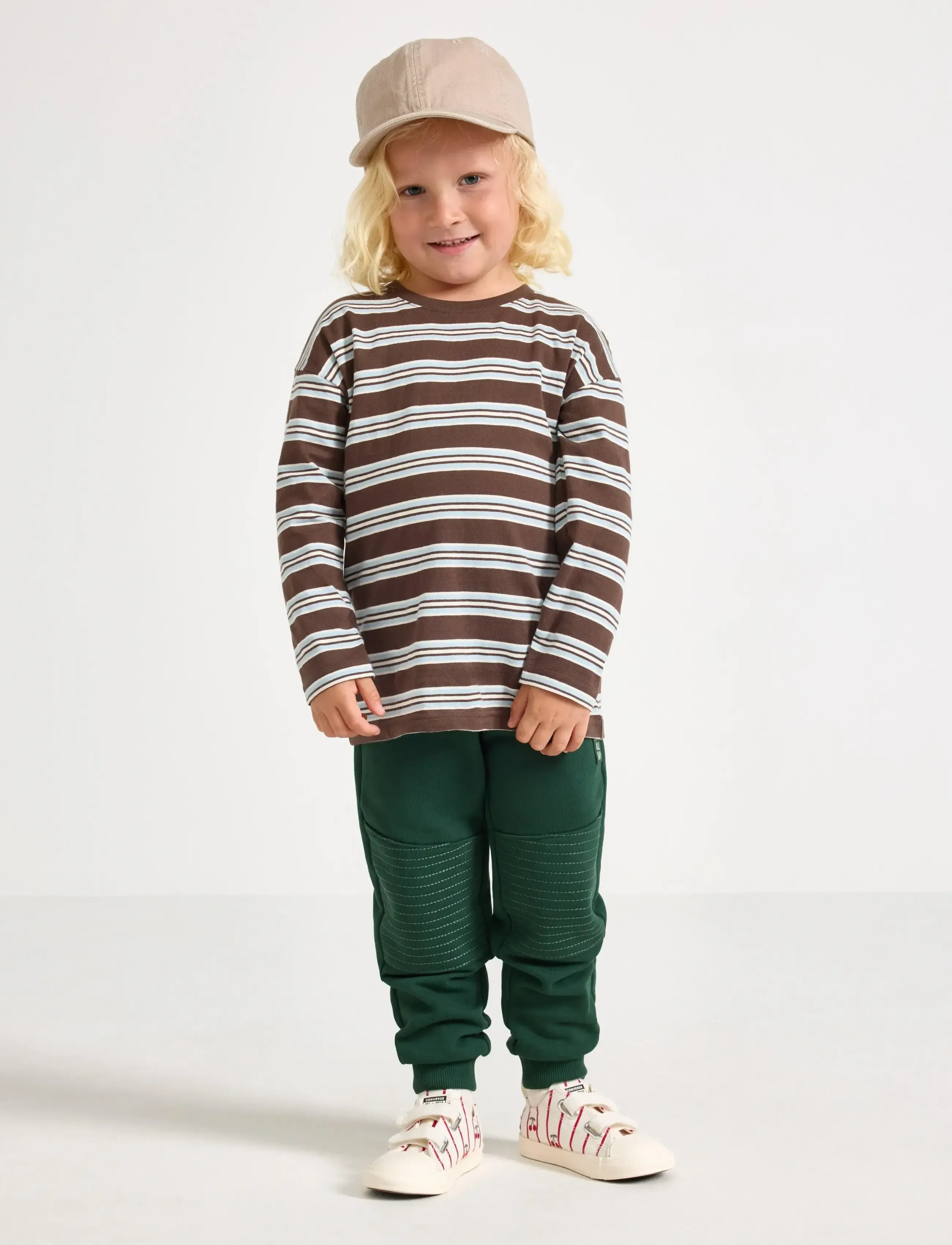 Lindex Joggers With Reinforced Knees, Børn, Joggingbukser Med Forstærkede Knæ, Grøn, Str: 140