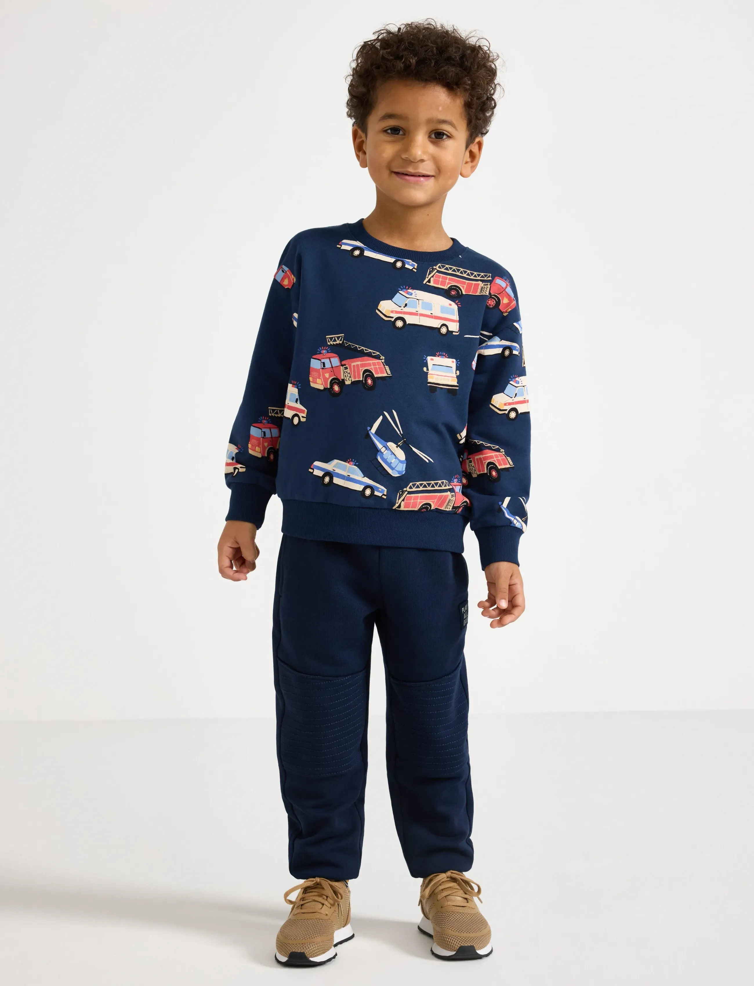 Lindex Joggers With Reinforced Knees, Børn, Joggingbukser Med Forstærkede Knæ, Navy, Str: 110