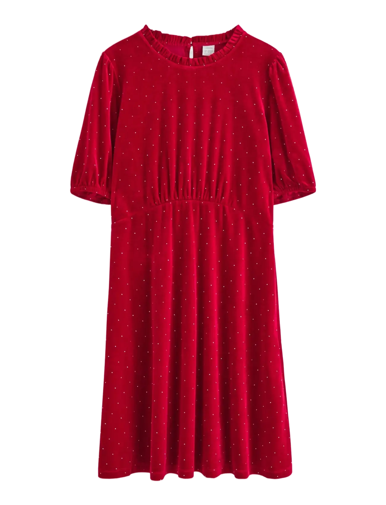 LINDEX Kleid Samt With Gold Dots Rot - 128 - Kinder