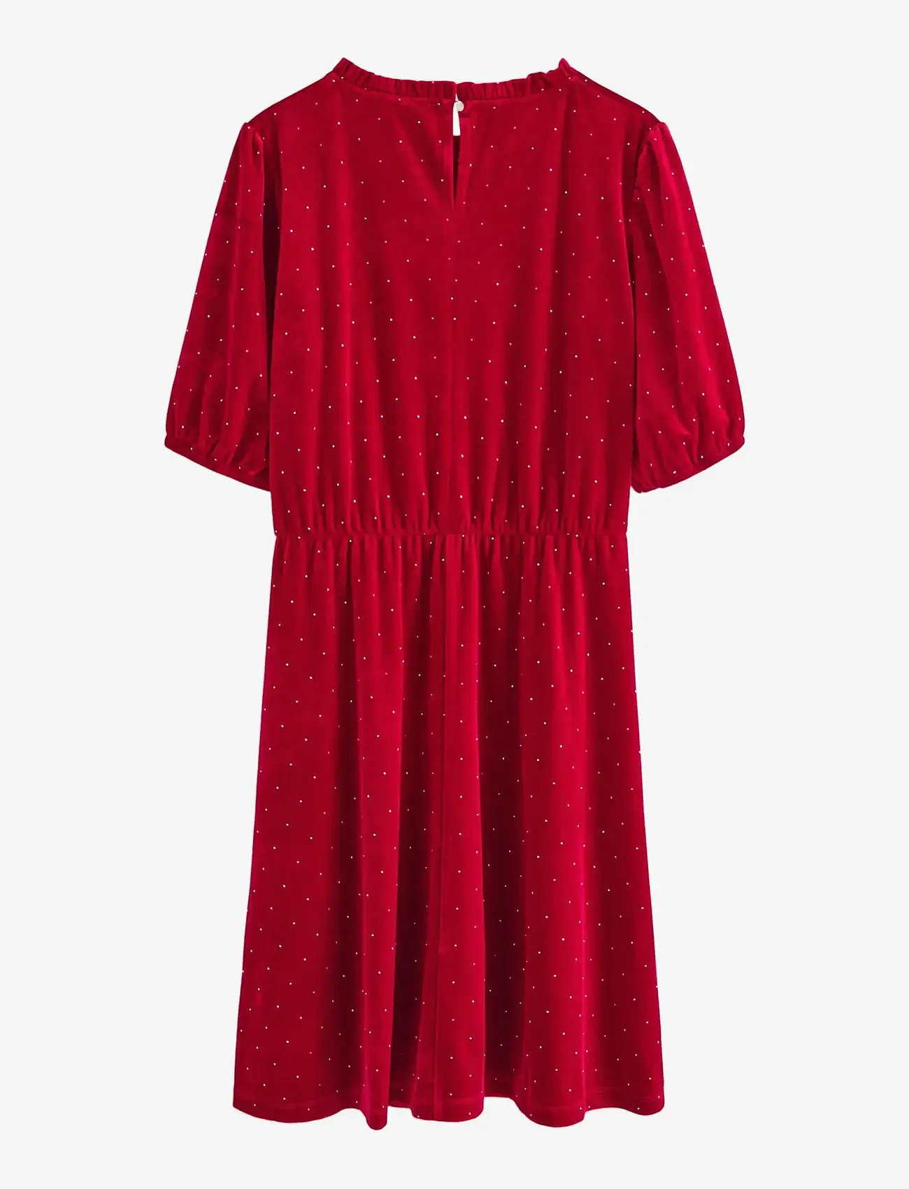 Lindex - Dress velvet with gold dots - kurzärmelige freizeitkleider - red - 1