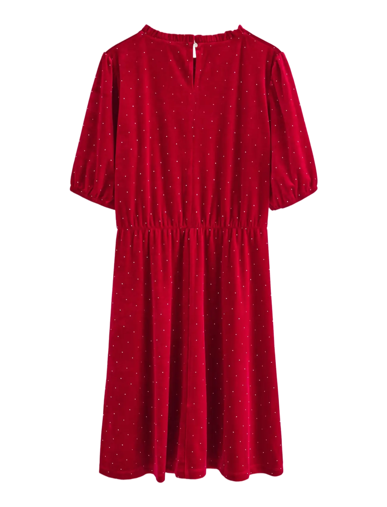 Lindex - Dress velvet with gold dots - kurzärmelige freizeitkleider - red - 1