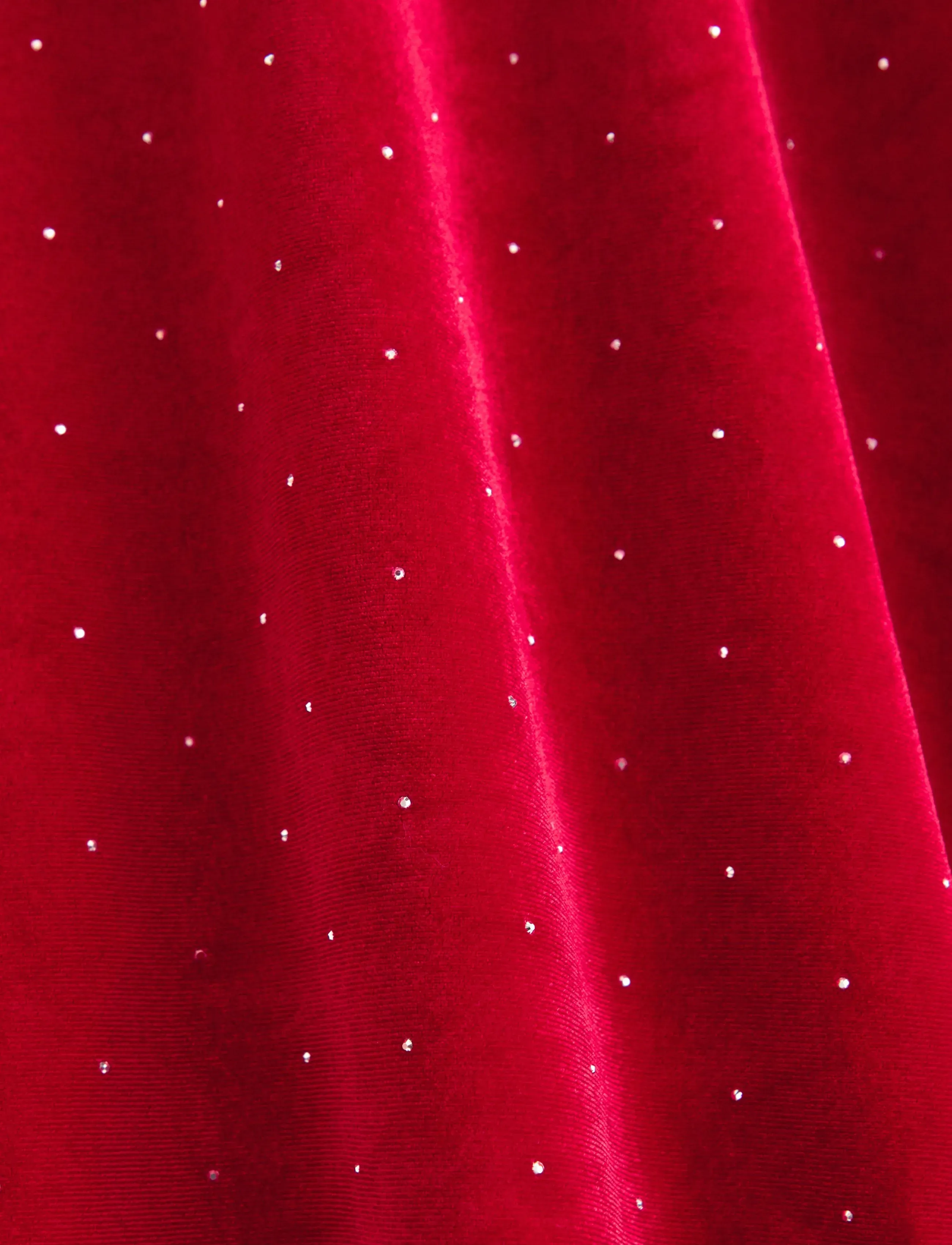 Lindex - Dress velvet with gold dots - kurzärmelige freizeitkleider - red - 2