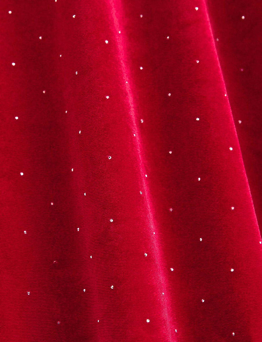 Lindex - Dress velvet with gold dots - lühikeste varrukatega vabaajakleidid - red - 2