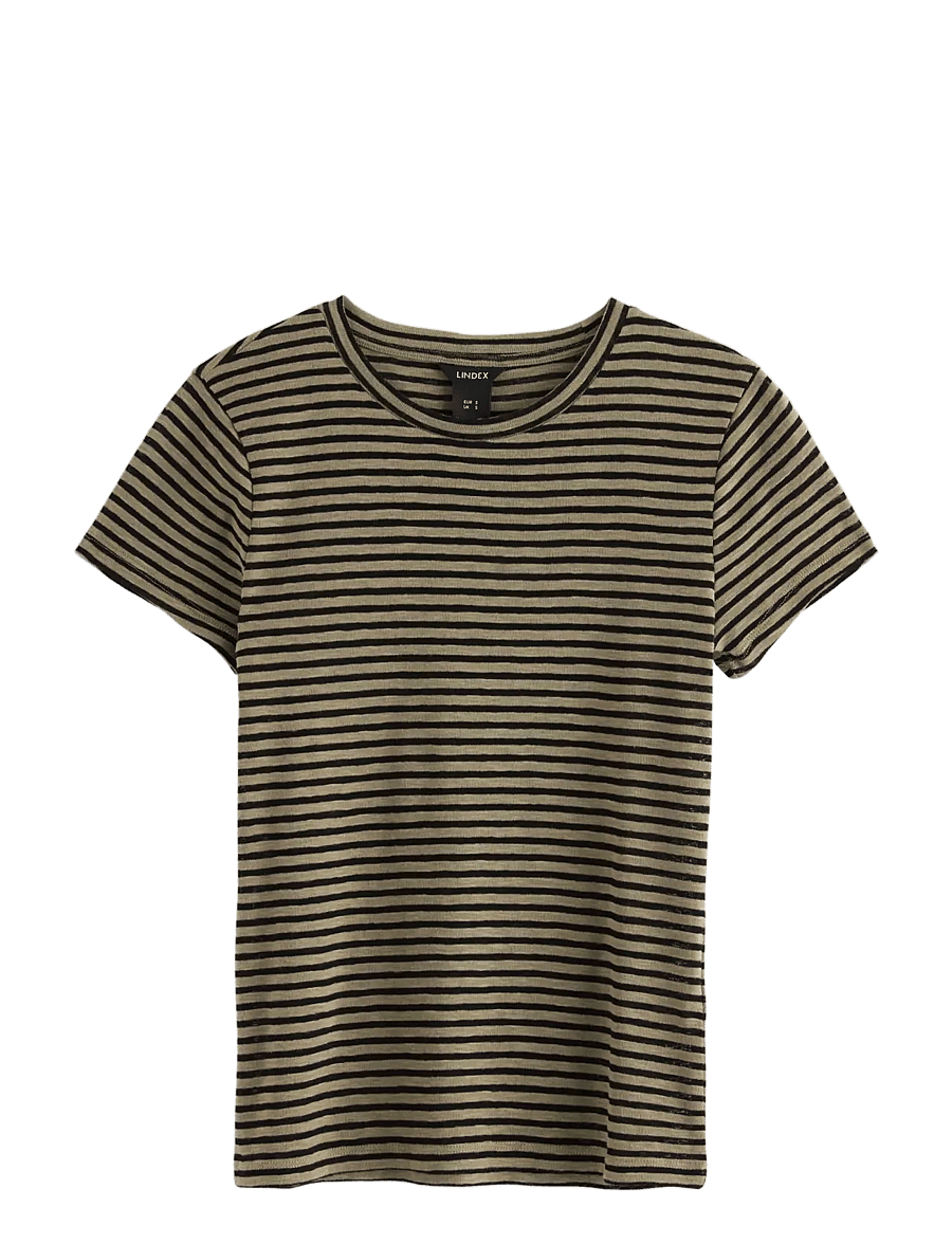 Lindex - Top Bella shortsleeve - t-särgid - light khaki - 1