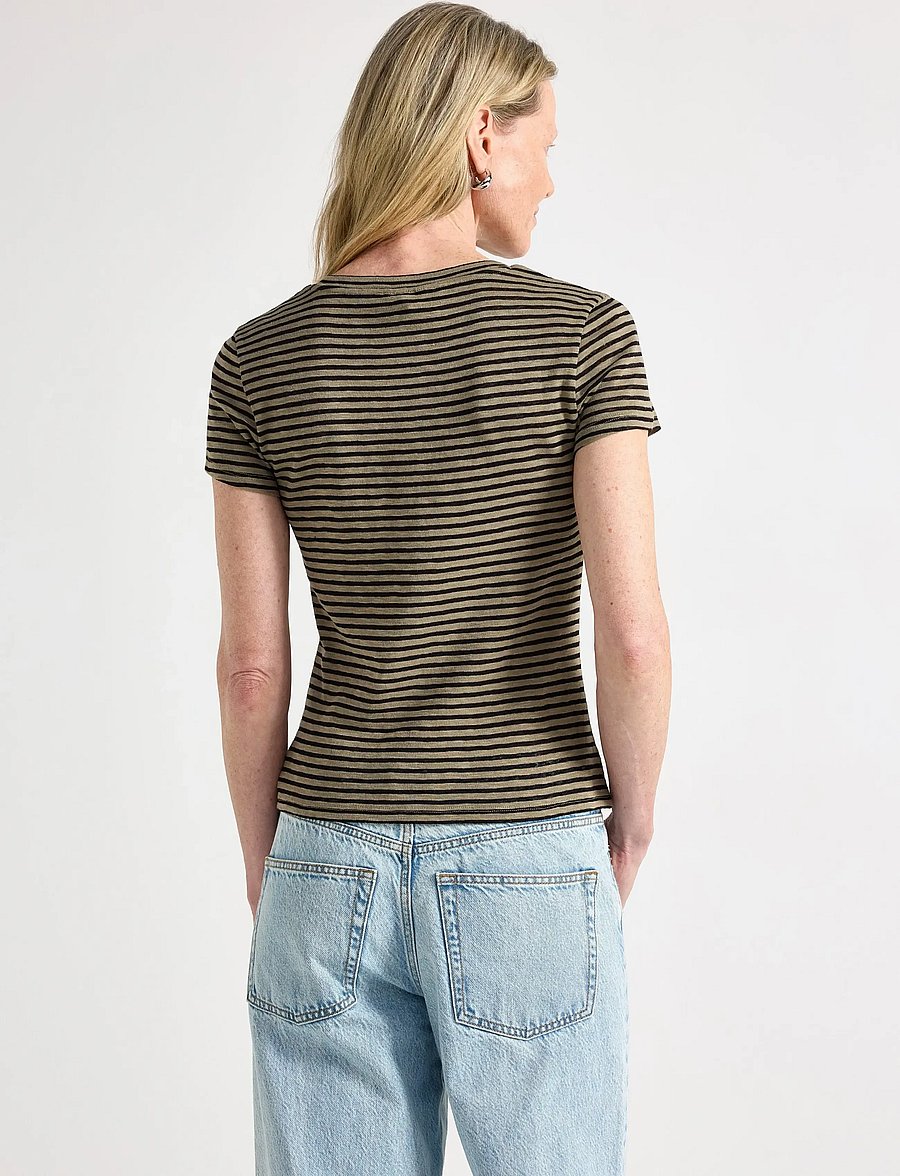 Lindex - Top Bella shortsleeve - t-särgid - light khaki - 3