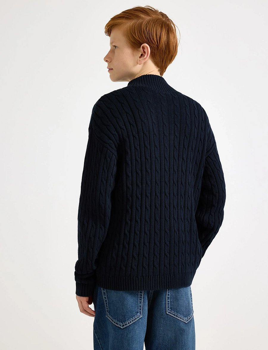 Lindex - Sweater cable knit halfzip - pullover - dark navy - 3